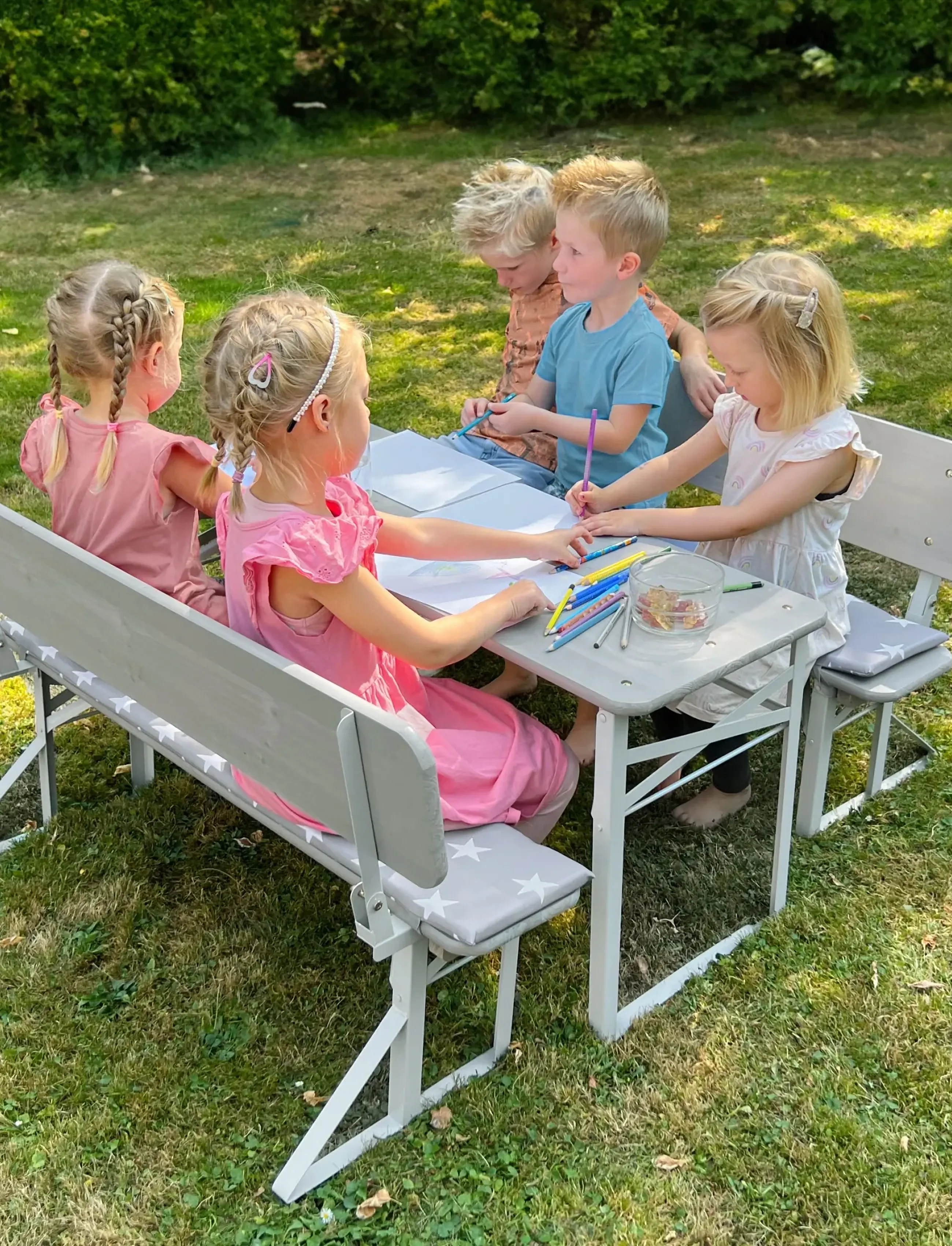 ROBA - Children's party set with backrest - havemøbler - gray - 4