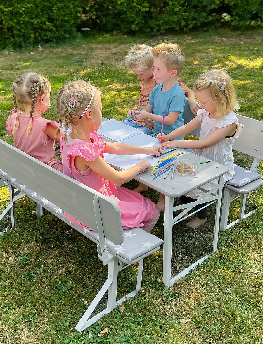 ROBA - Children's party set with backrest - havemøbler - gray - 4