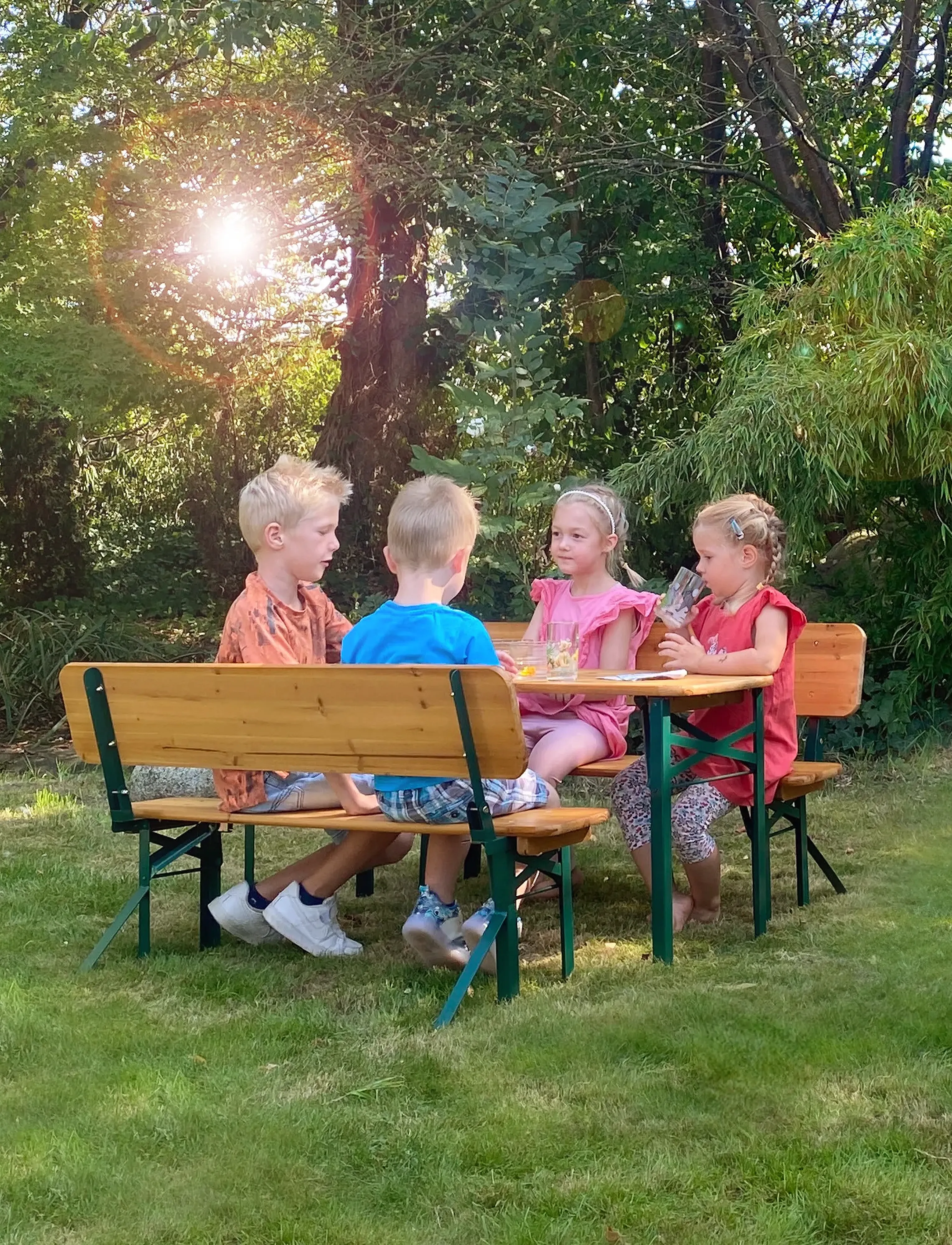 ROBA Outdoor Party Bench Set For Children, 52X 109X 40 cm, Brown, Furniture > Sofas, Børn