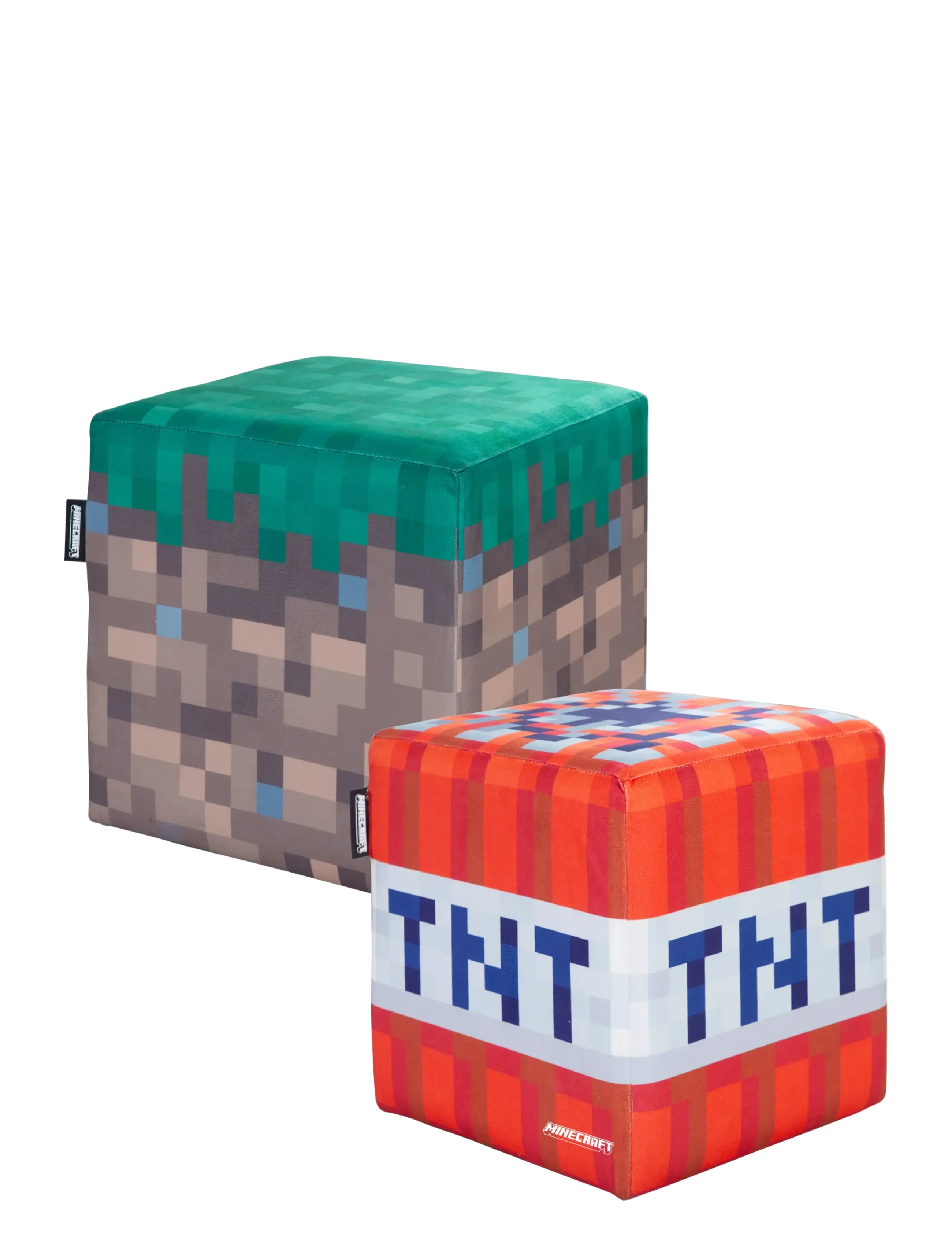 Minecraft Pouf, Ottoman, Set of 2, Upholstered - Kids home - MULTICOLOR / multi
