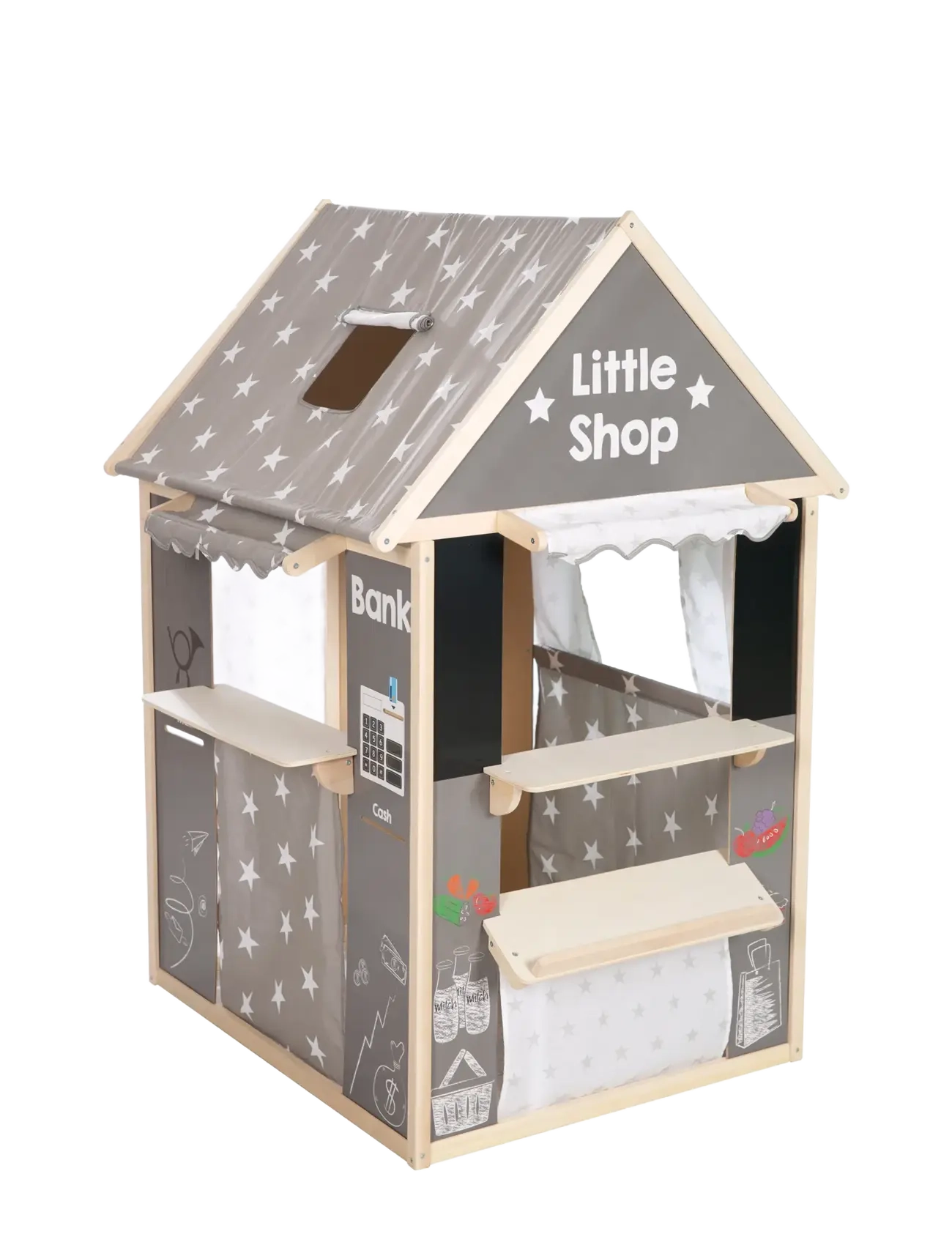 ROBA Wooden Play House Combination Usable As Play Shop, 128X 94.5X 82.5 cm, Multi/patterned, Legetelte Og -Tunneler > Legetelt, Børn