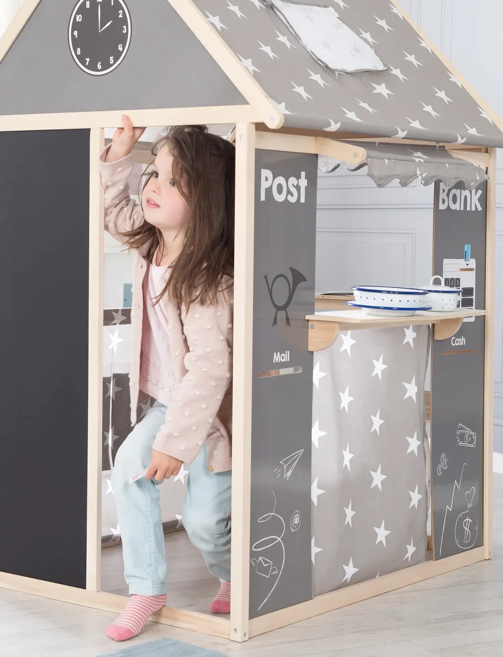 ROBA - Wooden Play House Combination Usable As Play Shop - spielzelte und -tunnel - gray - 0