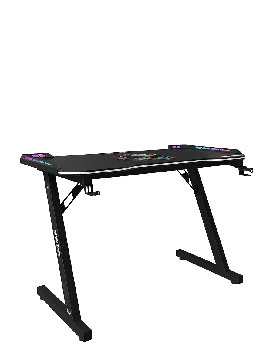 Minecraft - Gaming desk with LED lighting, cup and headphone holders, and a metal Z-shaped base - gamingmøbler - multicolor - 0