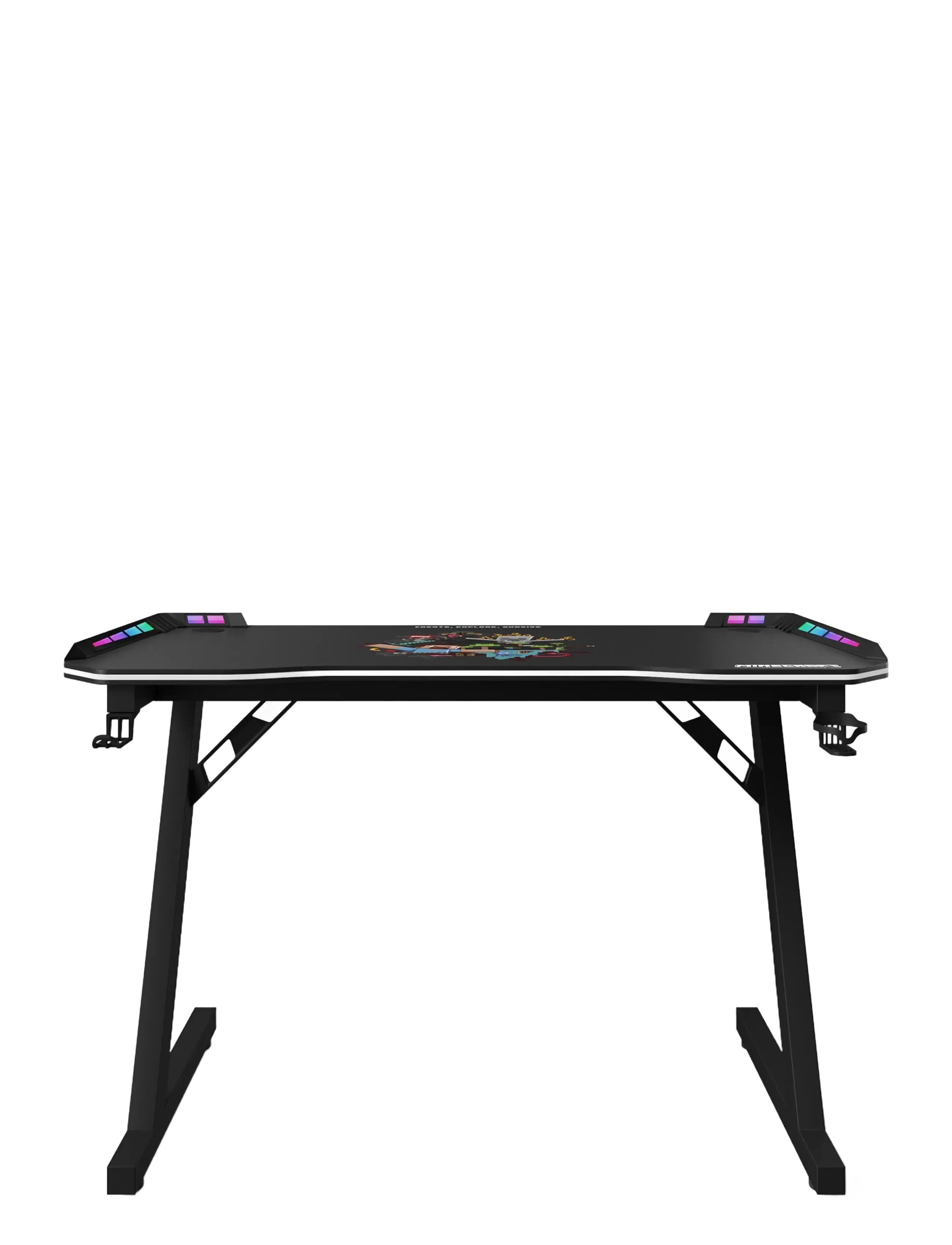 Minecraft - Gaming desk with LED lighting, cup and headphone holders, and a metal Z-shaped base - gamingmøbler - multicolor - 2