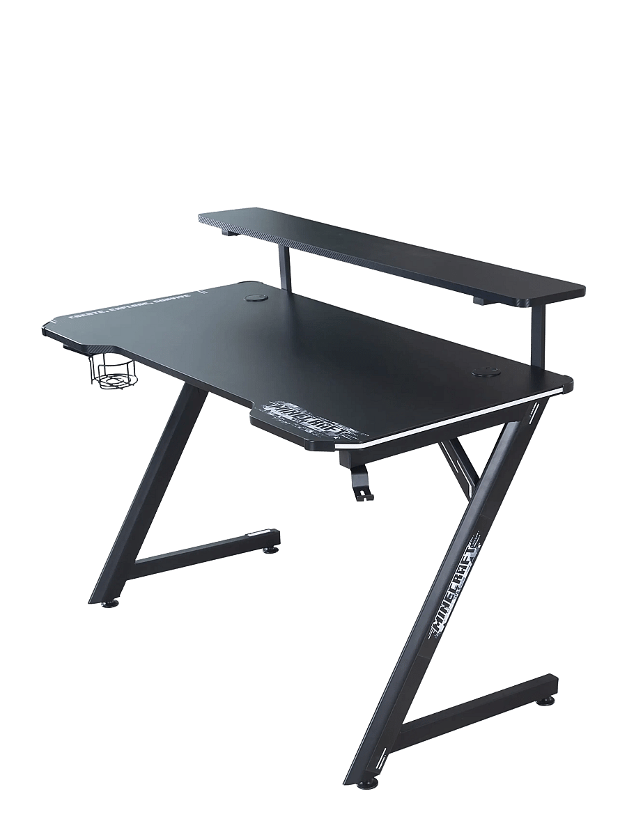 Minecraft - Gaming desk, monitor shelf, cup and headphone holder, Z-shaped metal base - gamingmøbler - multicolor - 0