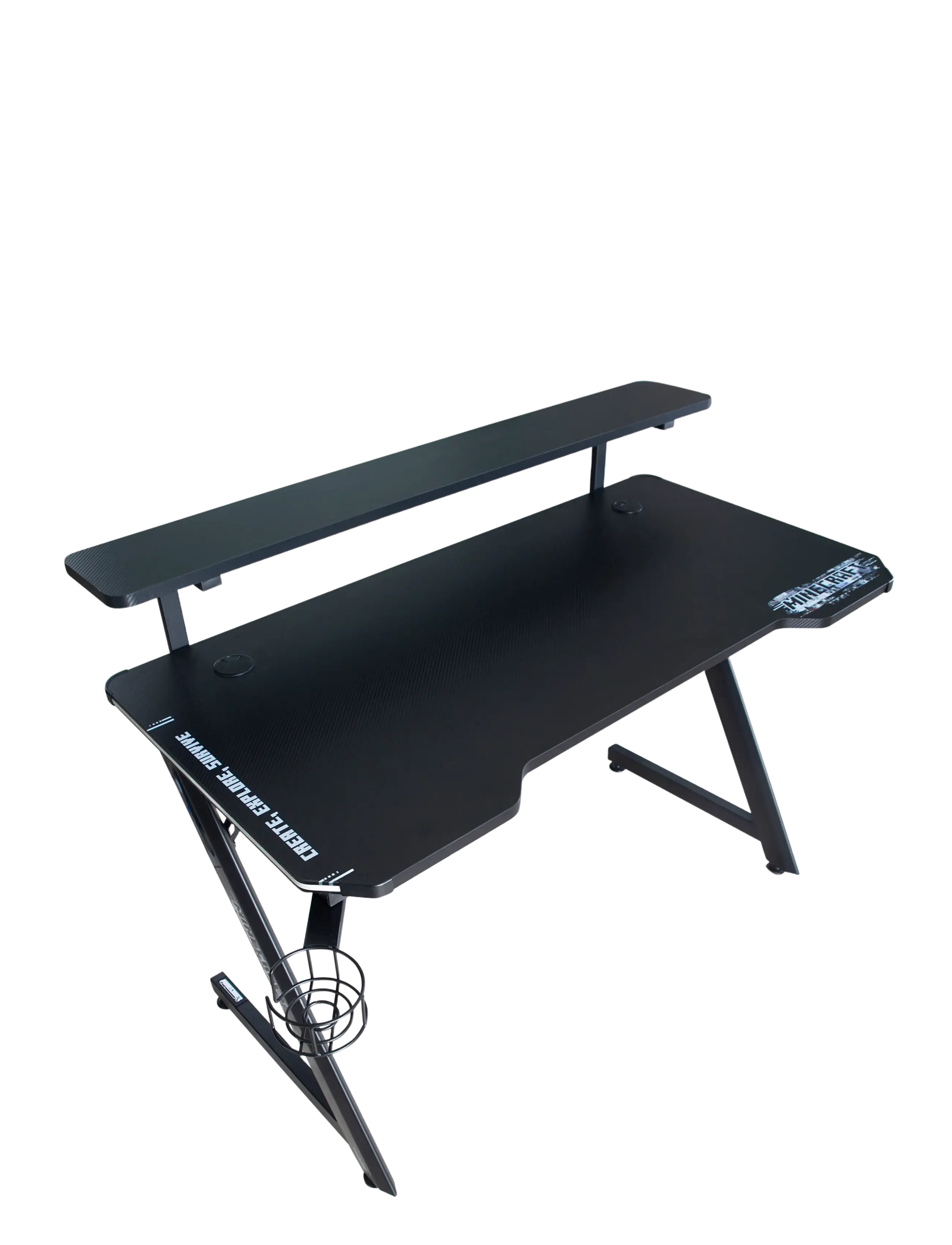 Minecraft - Gaming desk, monitor shelf, cup and headphone holder, Z-shaped metal base - gamingmøbler - multicolor - 4