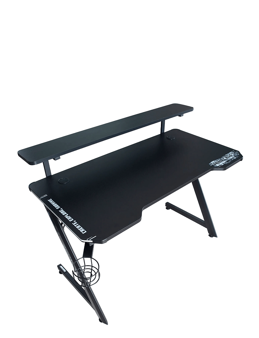 Minecraft - Gaming desk, monitor shelf, cup and headphone holder, Z-shaped metal base - gamingmøbler - multicolor - 4