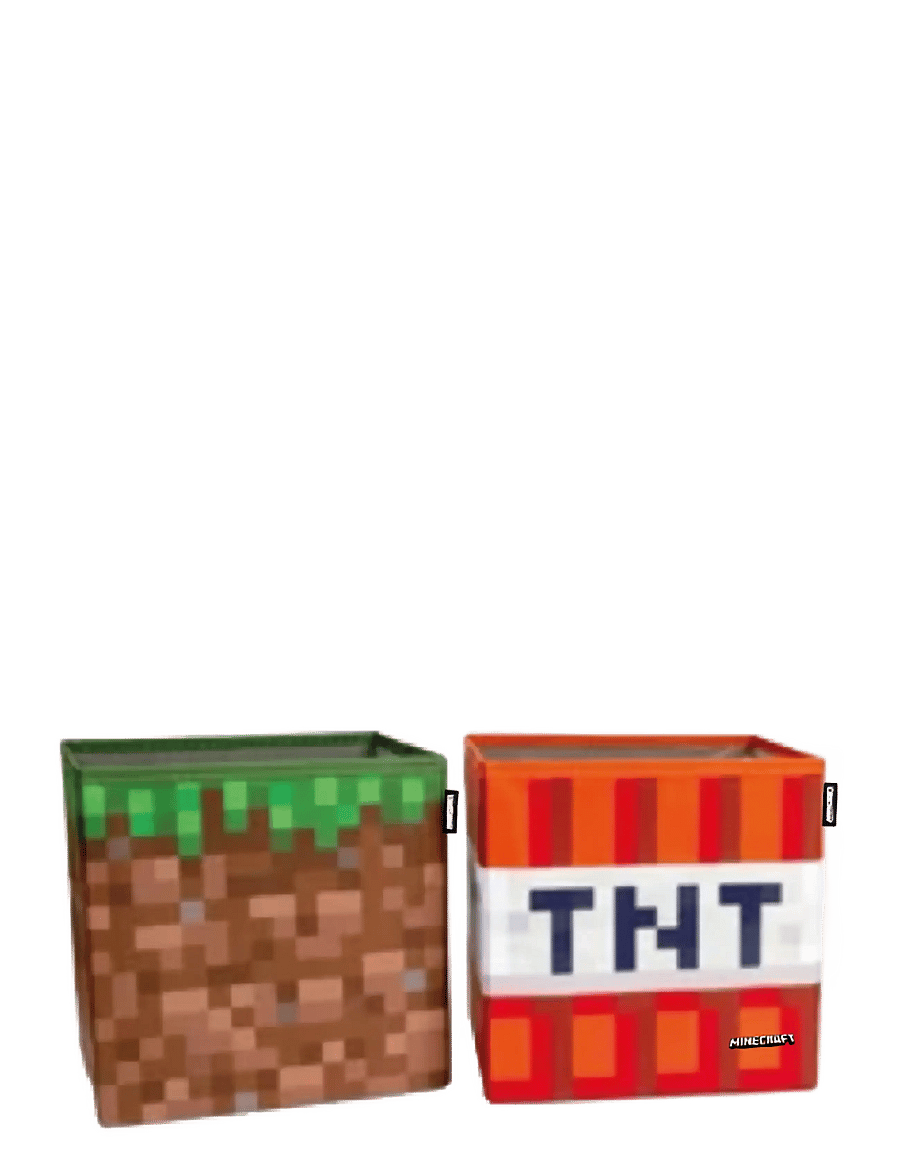Minecraft - Set of 2 Fabric Boxes, Foldable, Grass Block and TNT, Canvas - förvaringslådor - multicolor - 0