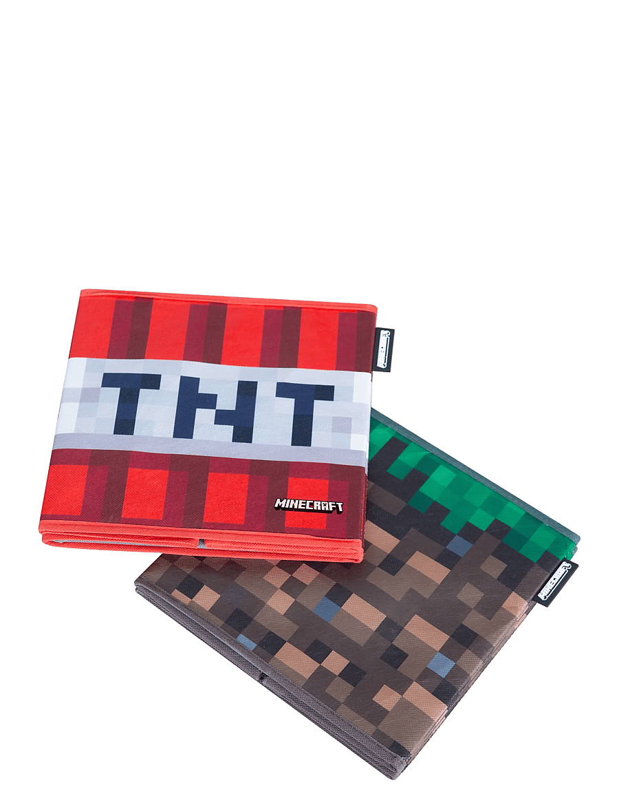 Minecraft - Set of 2 Fabric Boxes, Foldable, Grass Block and TNT, Canvas - förvaringslådor - multicolor - 3