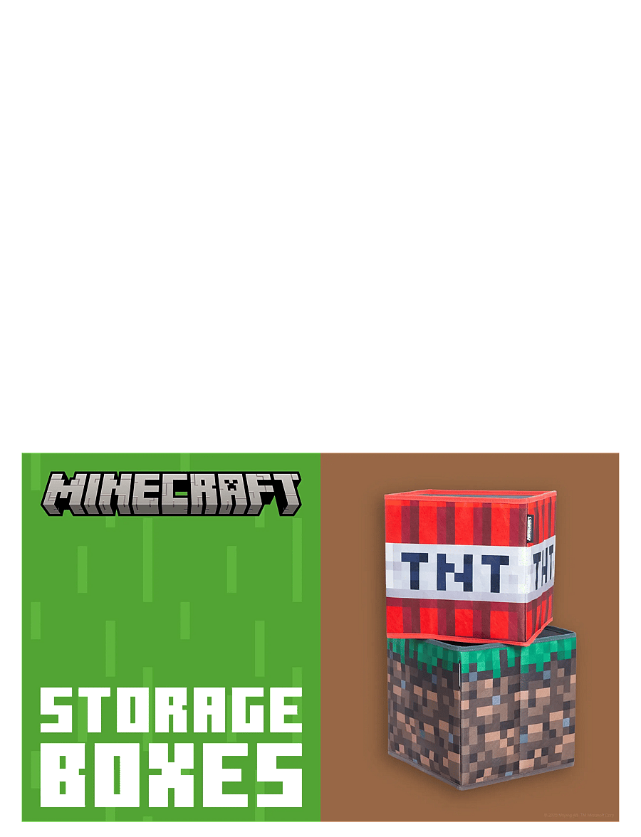 Minecraft - Set of 2 Fabric Boxes, Foldable, Grass Block and TNT, Canvas - multicolor - 4