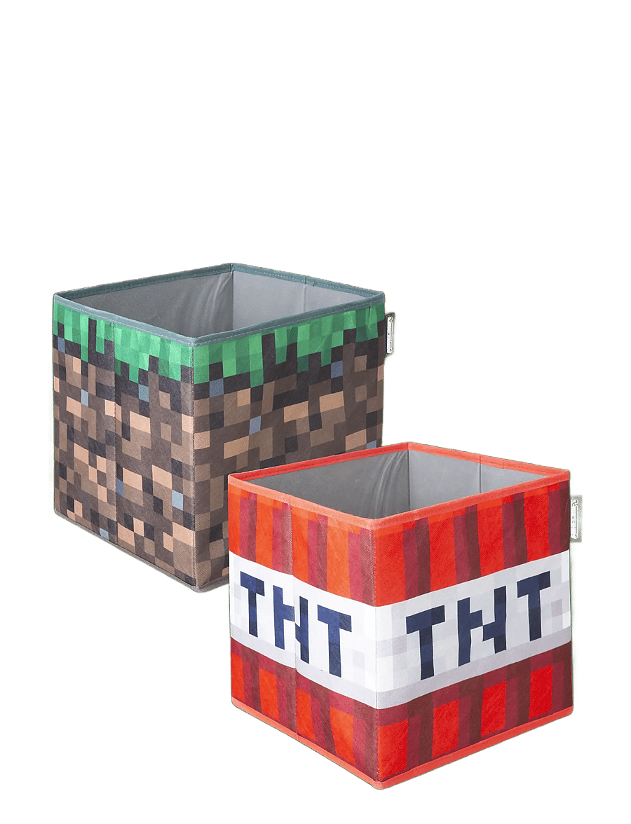 Minecraft - Set of 2 Fabric Boxes, Foldable, Grass Block and TNT, Canvas - förvaringslådor - multicolor - 4