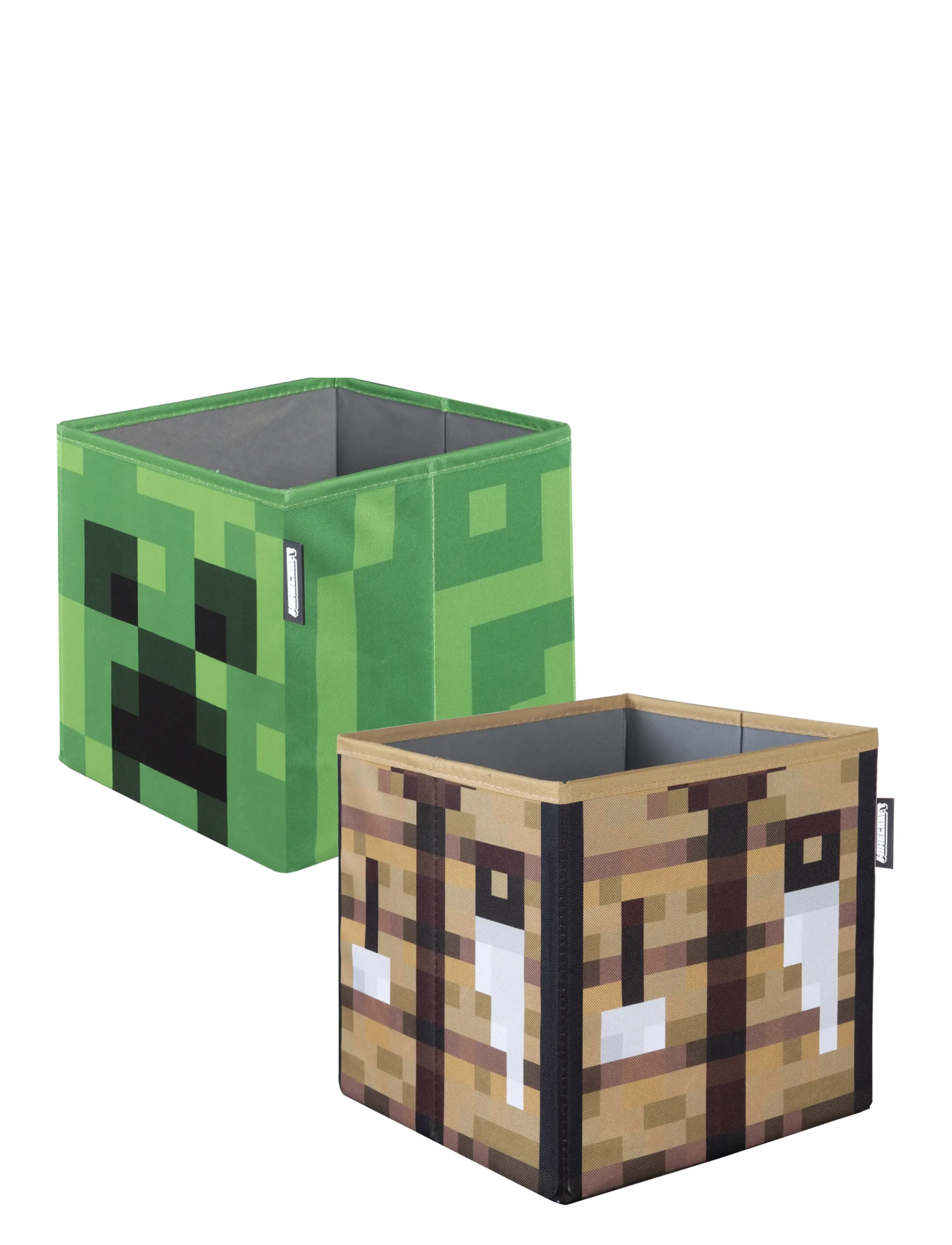 Minecraft Set of 2 Fabric Boxes, Foldable, Creeper and Crafting Table, Canvas - Minecraft - MULTICOLOR / green