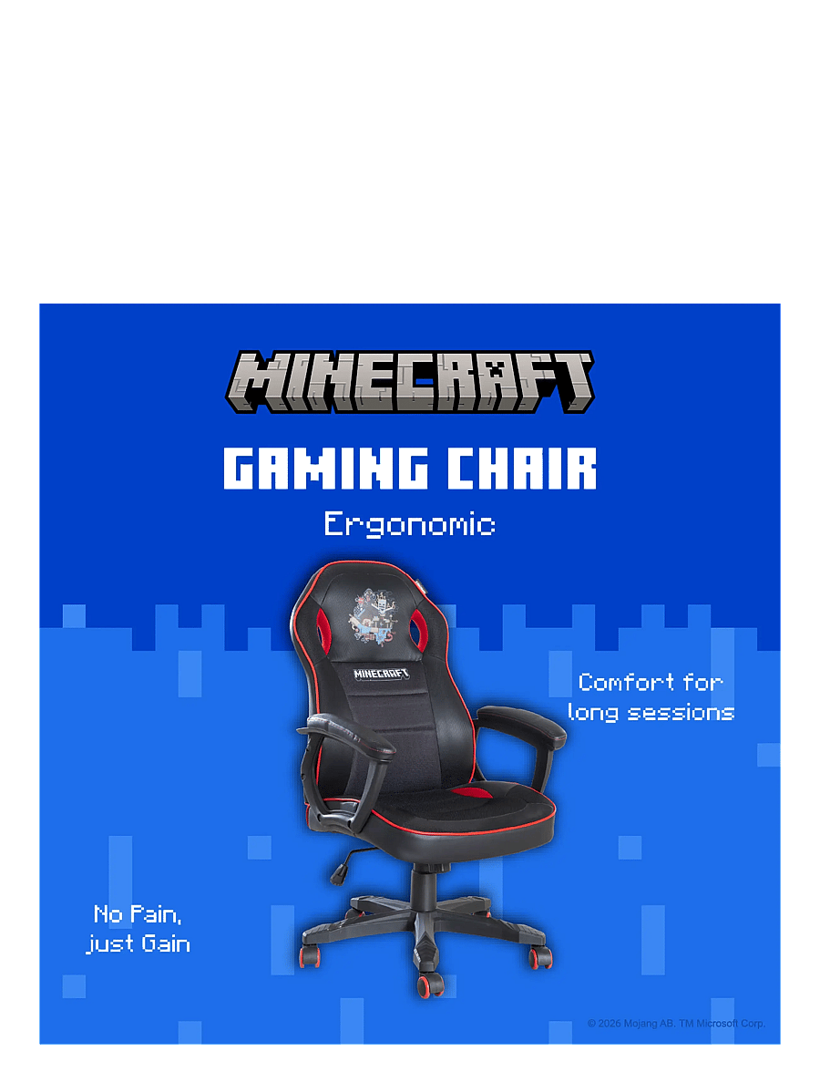Minecraft - Gaming chair, infinitely height-adjustable, rocking mechanism - gamingmöbler - multicolor - 4