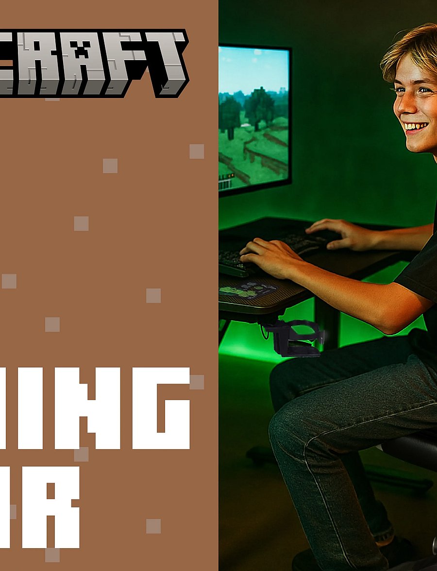 Minecraft - Padded gaming chair, infinitely height-adjustable, rocking mechanism, leg rest - gaming møbler - multicolor - 0