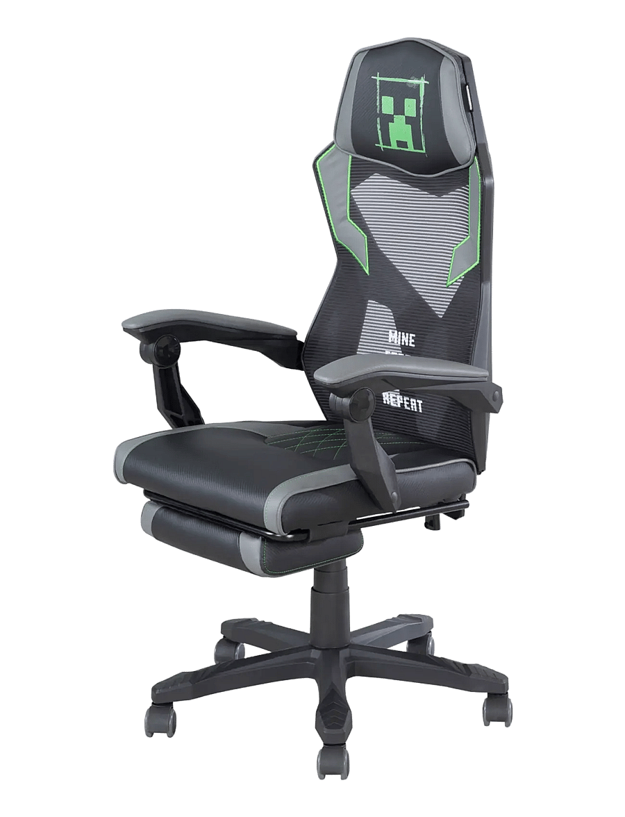 Minecraft - Padded gaming chair, infinitely height-adjustable, rocking mechanism, leg rest - gaming-möbel - multicolor - 3