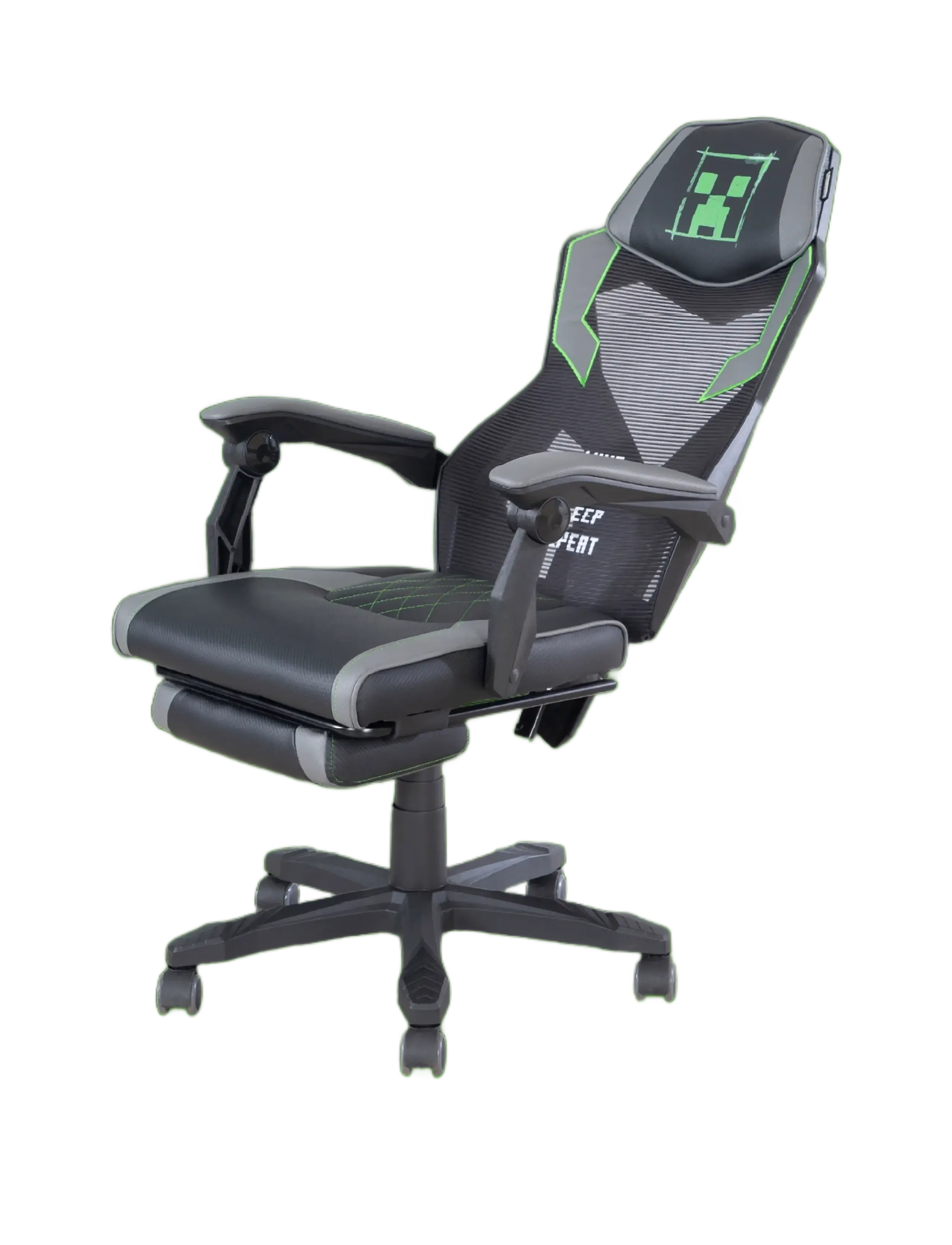 Minecraft - Padded gaming chair, infinitely height-adjustable, rocking mechanism, leg rest - gaming-möbel - multicolor - 4