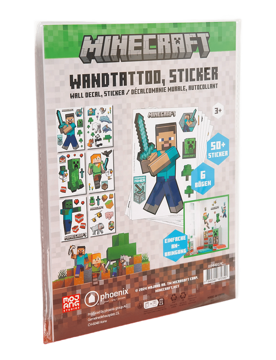 Minecraft - Wall decals, Minecraft character stickers, self-adhesive vinyl film - klistermærker - multicolor - 0
