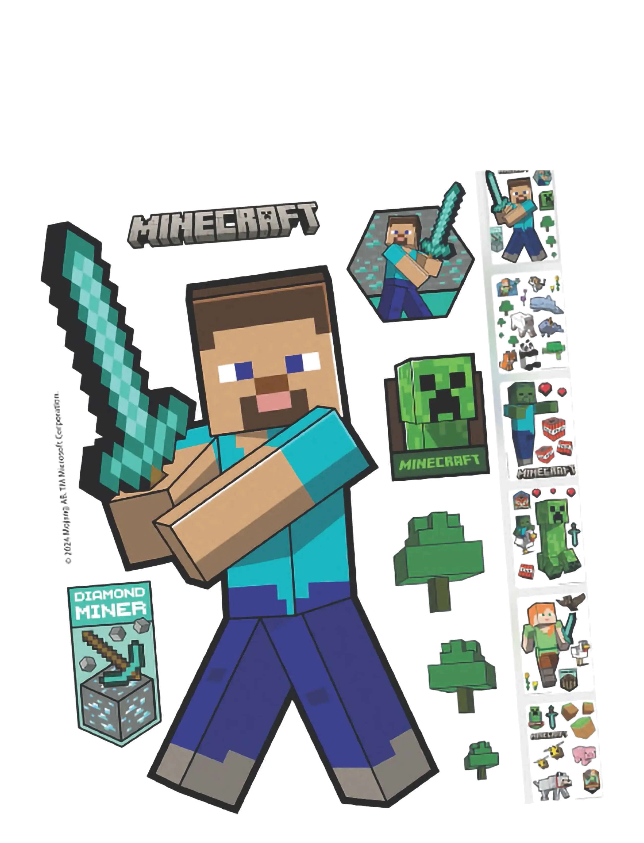 Minecraft - Wall decals, Minecraft character stickers, self-adhesive vinyl film - klistermærker - multicolor - 1