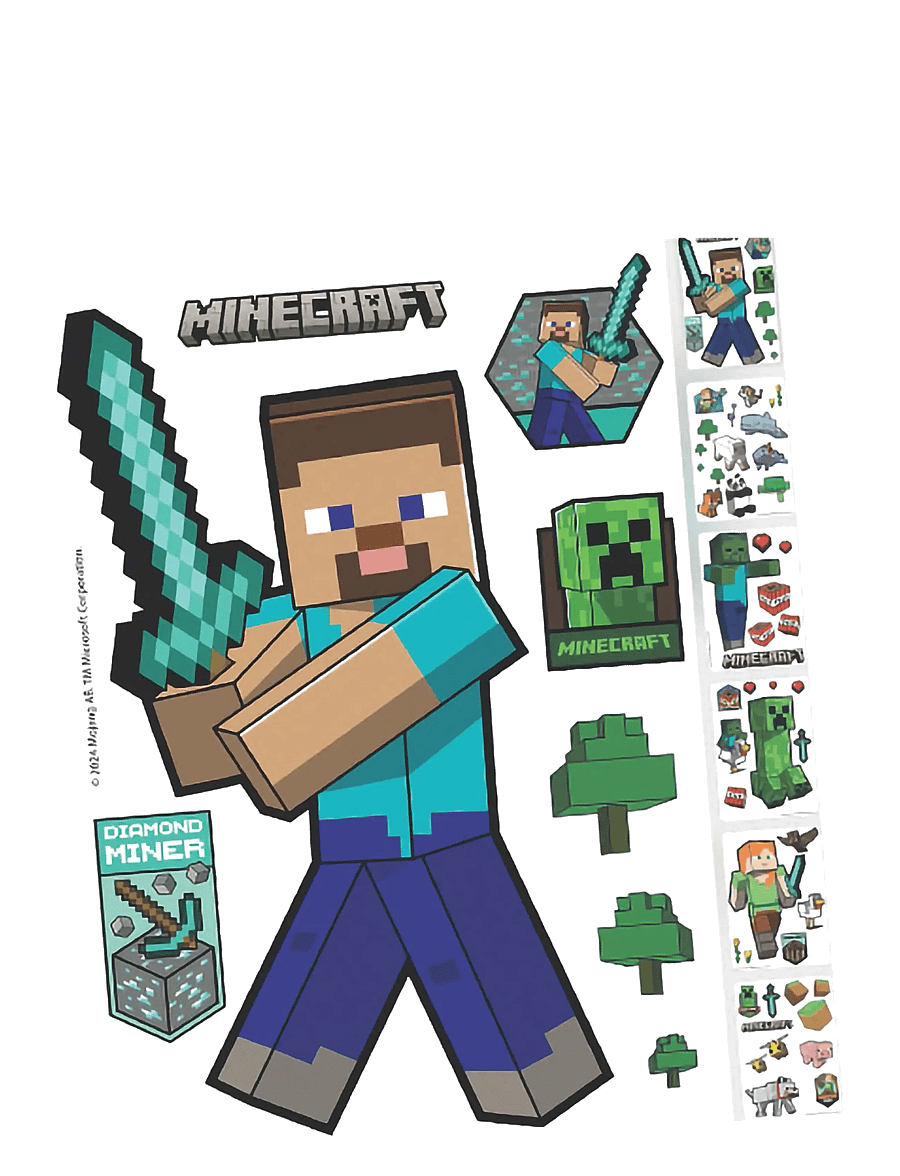 Minecraft - Wall decals, Minecraft character stickers, self-adhesive vinyl film - klistermærker - multicolor - 1