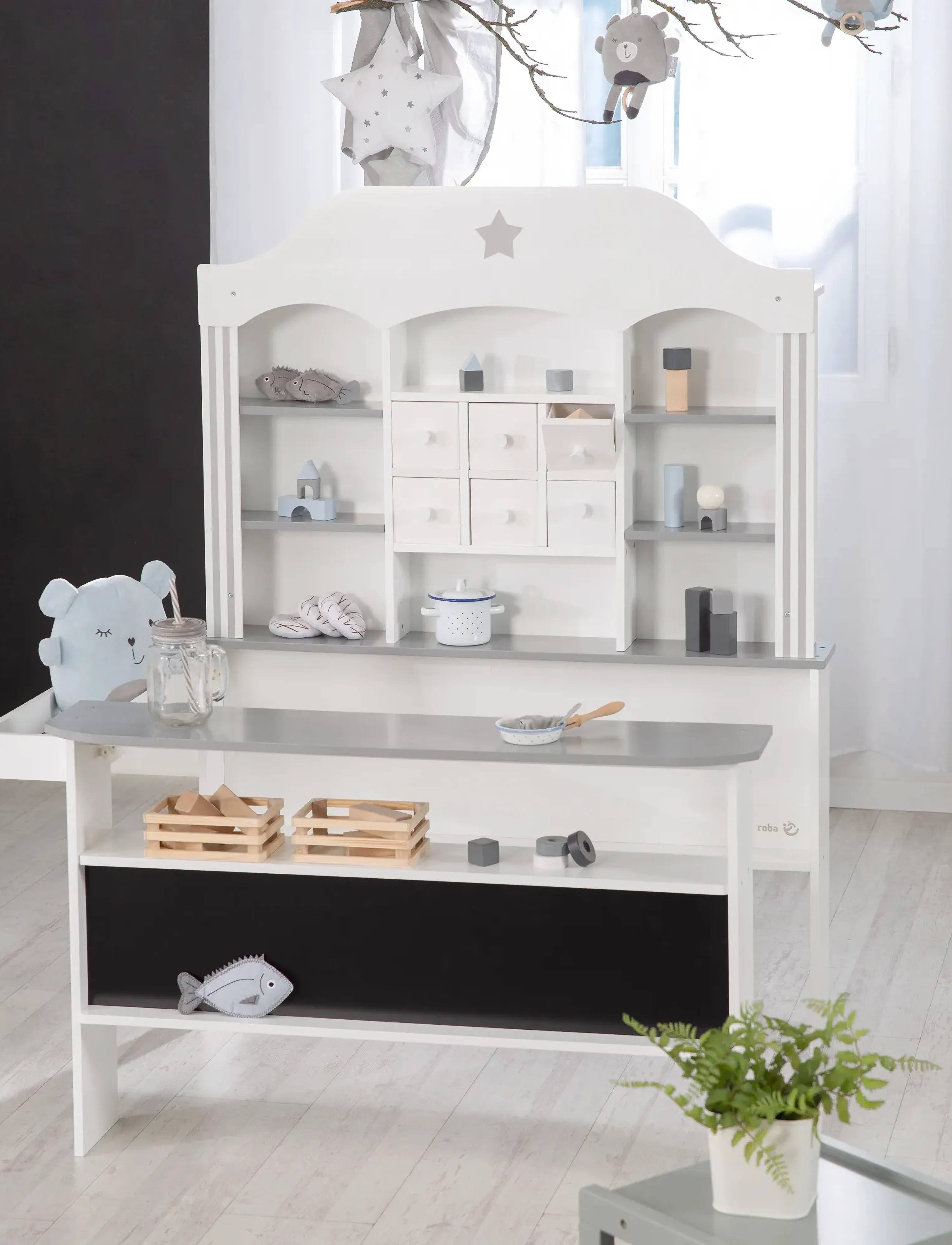 ROBA Play Candyshop With Drawers And Side Counter, 125X 107X 78.5 cm, Furniture, Weiß - Tables, Kinder
