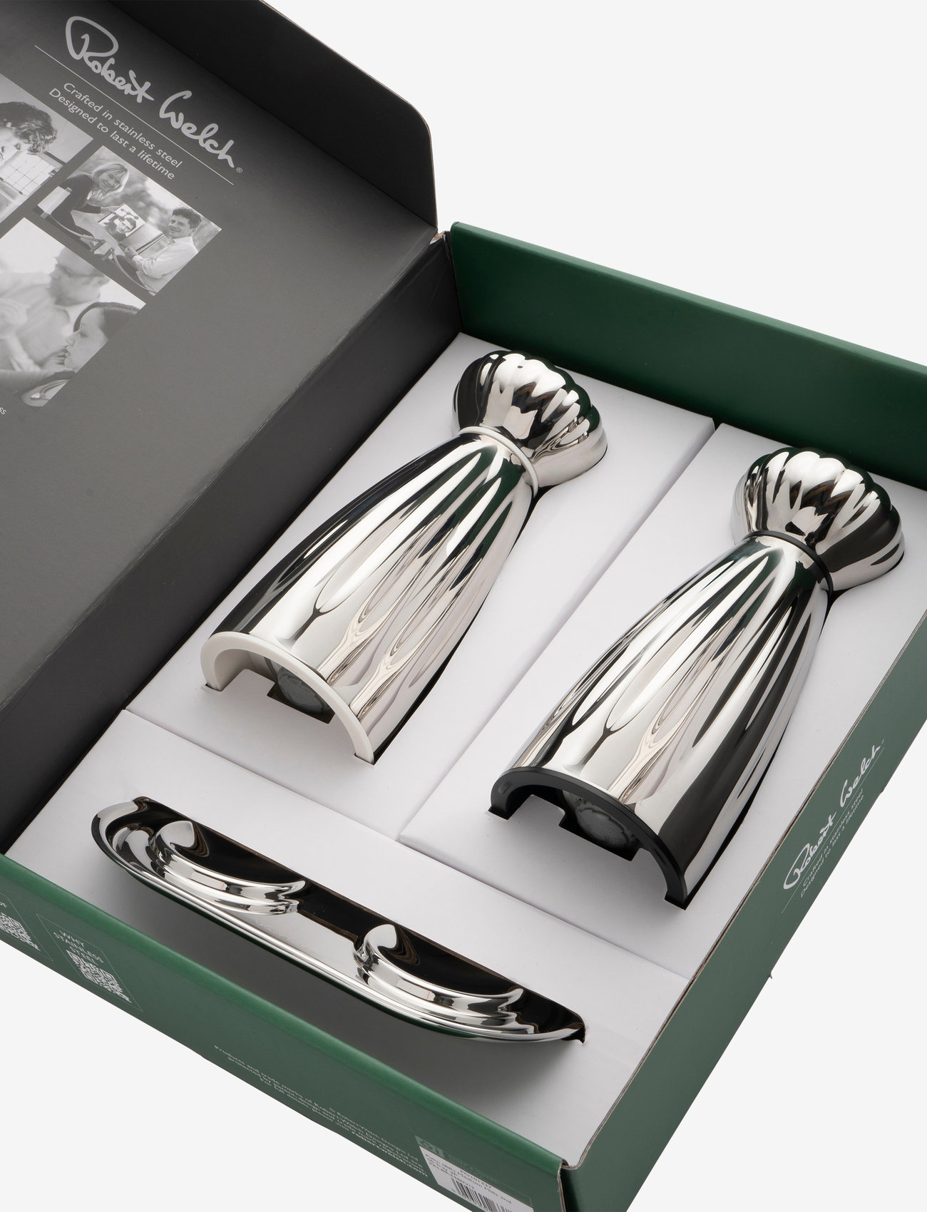Robert Welch - Palm (BR) Medium Mills and SS Tray 3-Piece - salt & peberkværne - stainless steel - 1