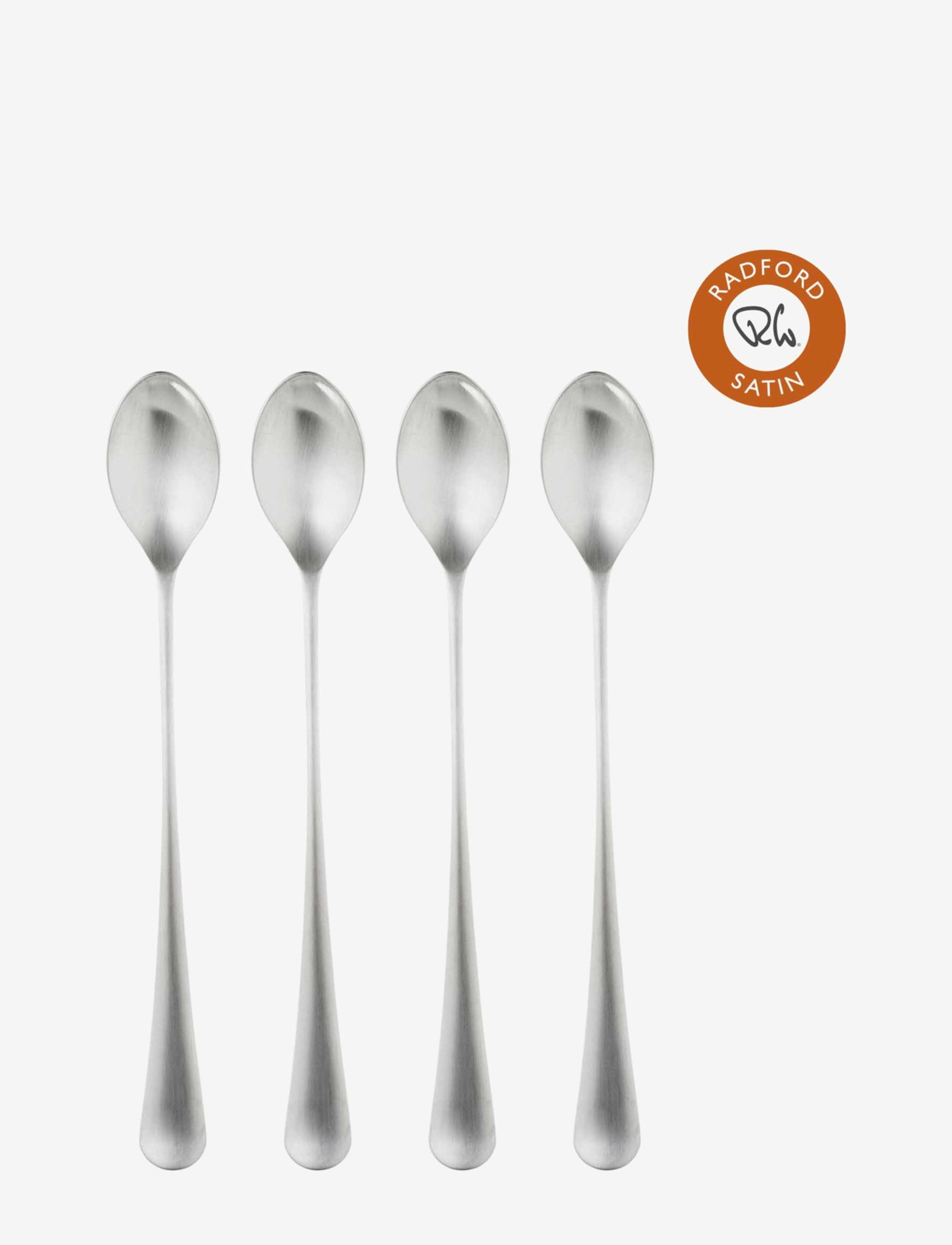 Robert Welch Radford Satin Long Handled (Latte) Spoon, Set of 4 - Spoons - MULTI COLOUR / silver