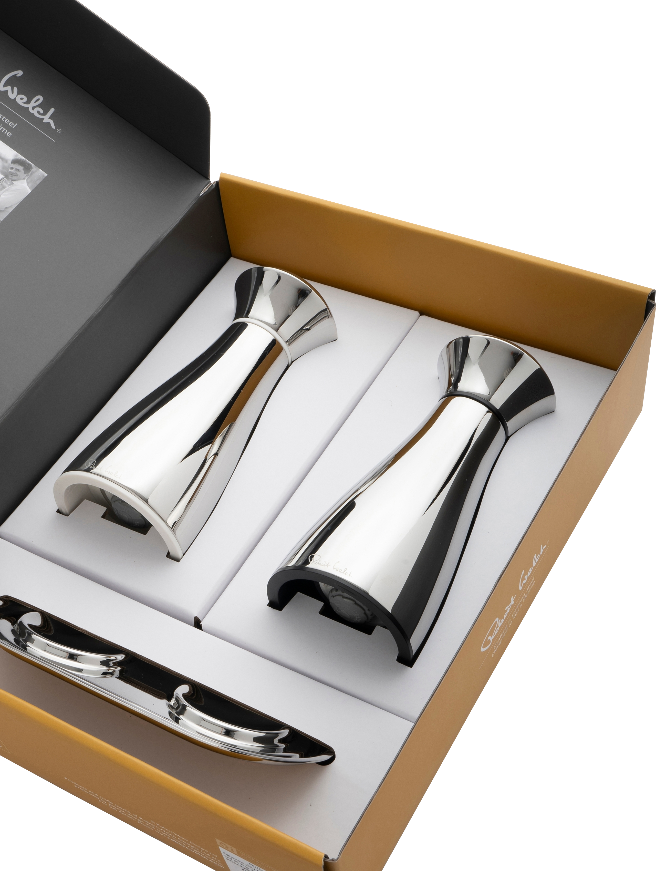 Robert Welch - Signature (BR) Medium Mills and SS Tray 3-piece - salt & peberkværne - stainless steel - 3