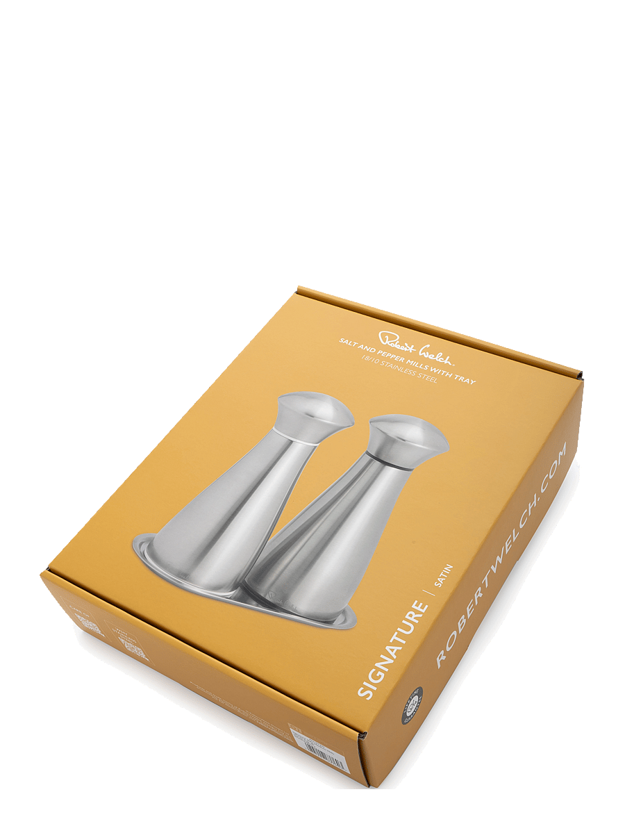 Robert Welch - Signature (SA) Medium Mills and SS Tray 3-piece - salz- & pfefferstreuer - matte stainless steel - 2