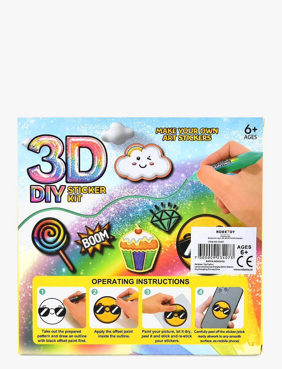 Robetoy - PEN SET 3D STICKER DIY 10pcs - kreasæt - 1016 - 3