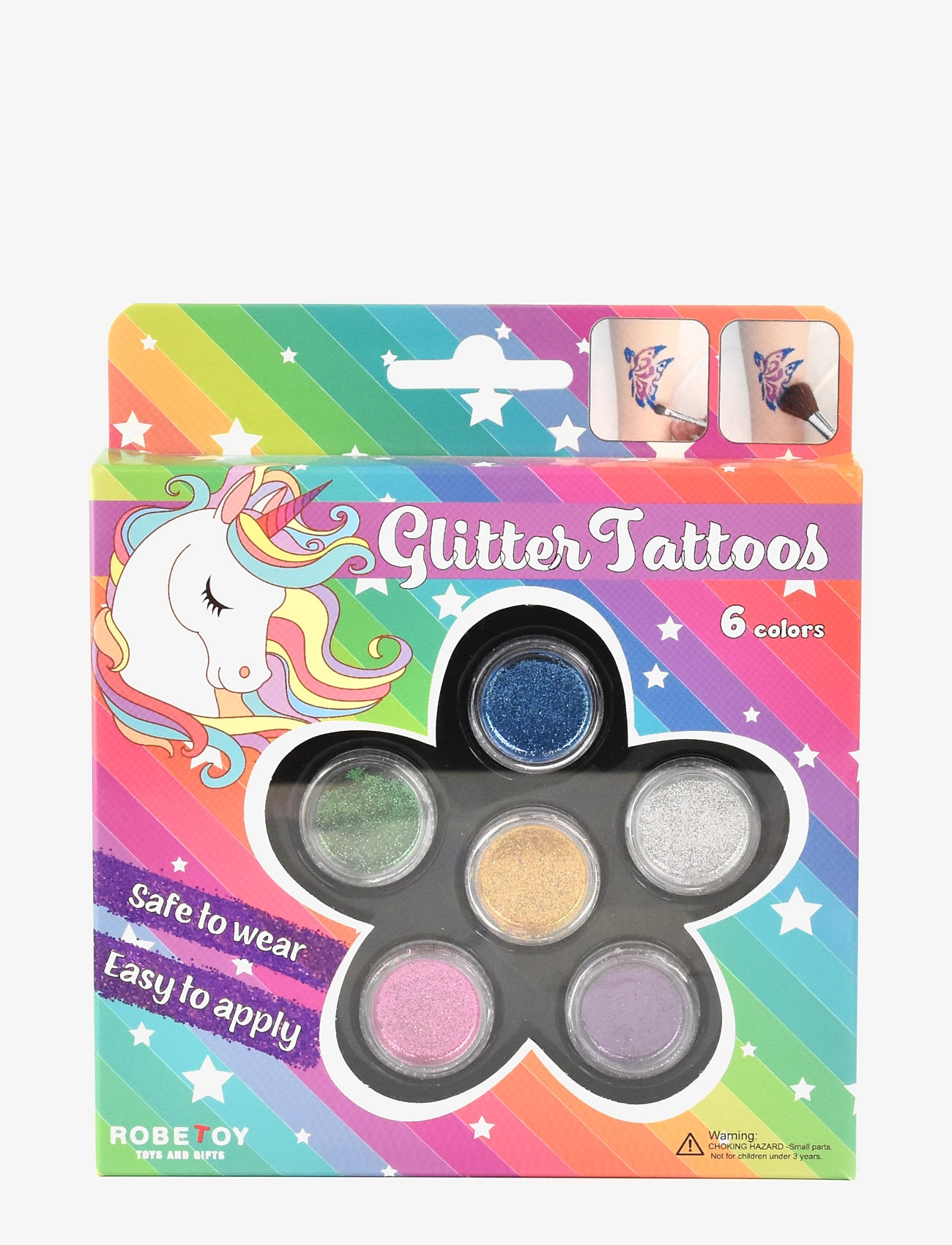 Robetoy Tattoo Glitter Kit 6 Color, Børn, Tattoos, Multi/mønstret, Str: ONE SIZE