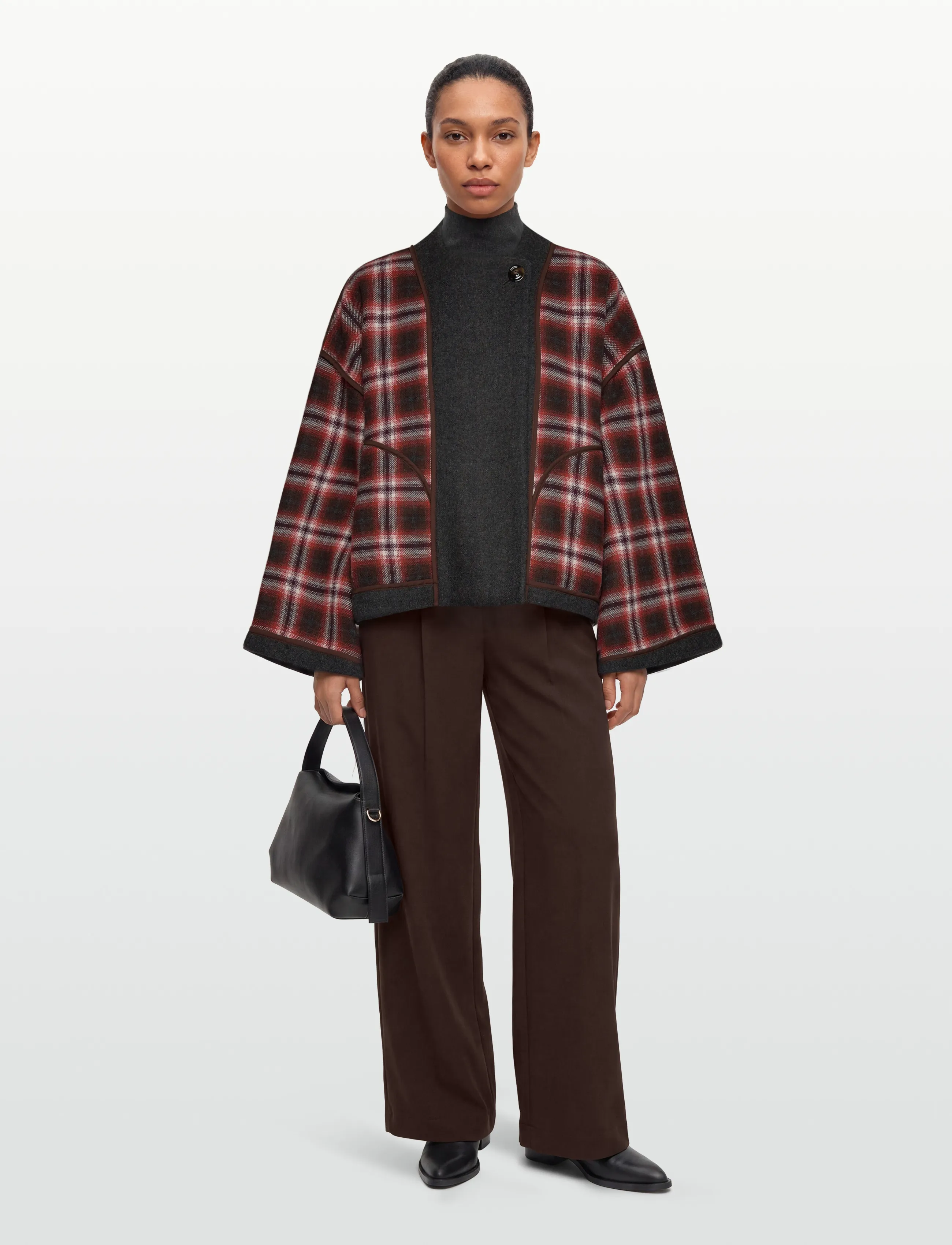 RODEBJER Chloe Check, Kvinder, Tern Cape Jakke, Bordeaux, Str: L