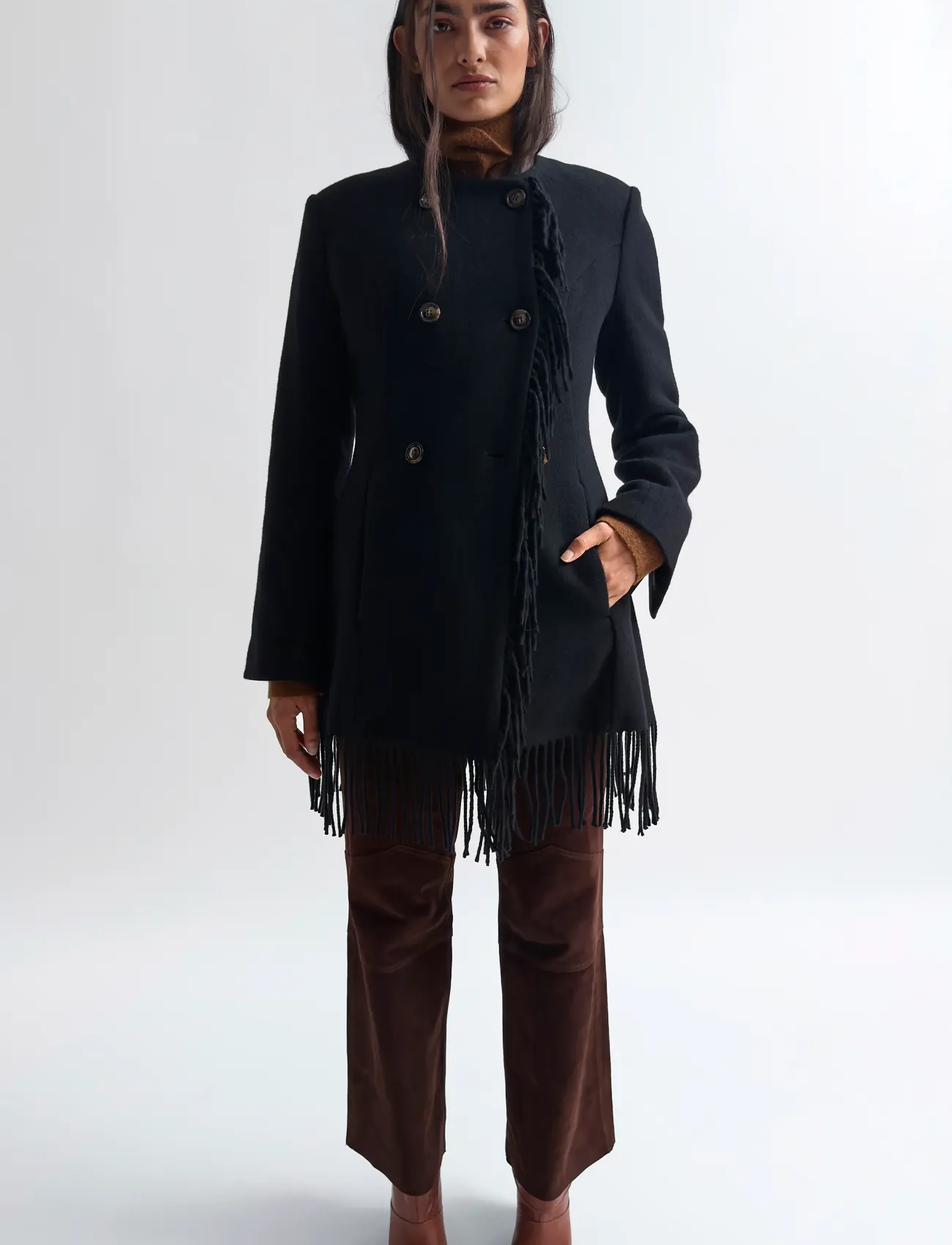 RODEBJER Rodebjer Youla Fringe - Jacken & Mäntel - BLACK / black