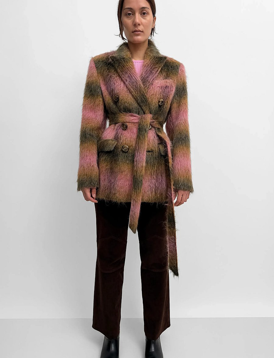 RODEBJER - Rodebjer Leah Check - blazer mit gürtel - nutty/paint pink - 0