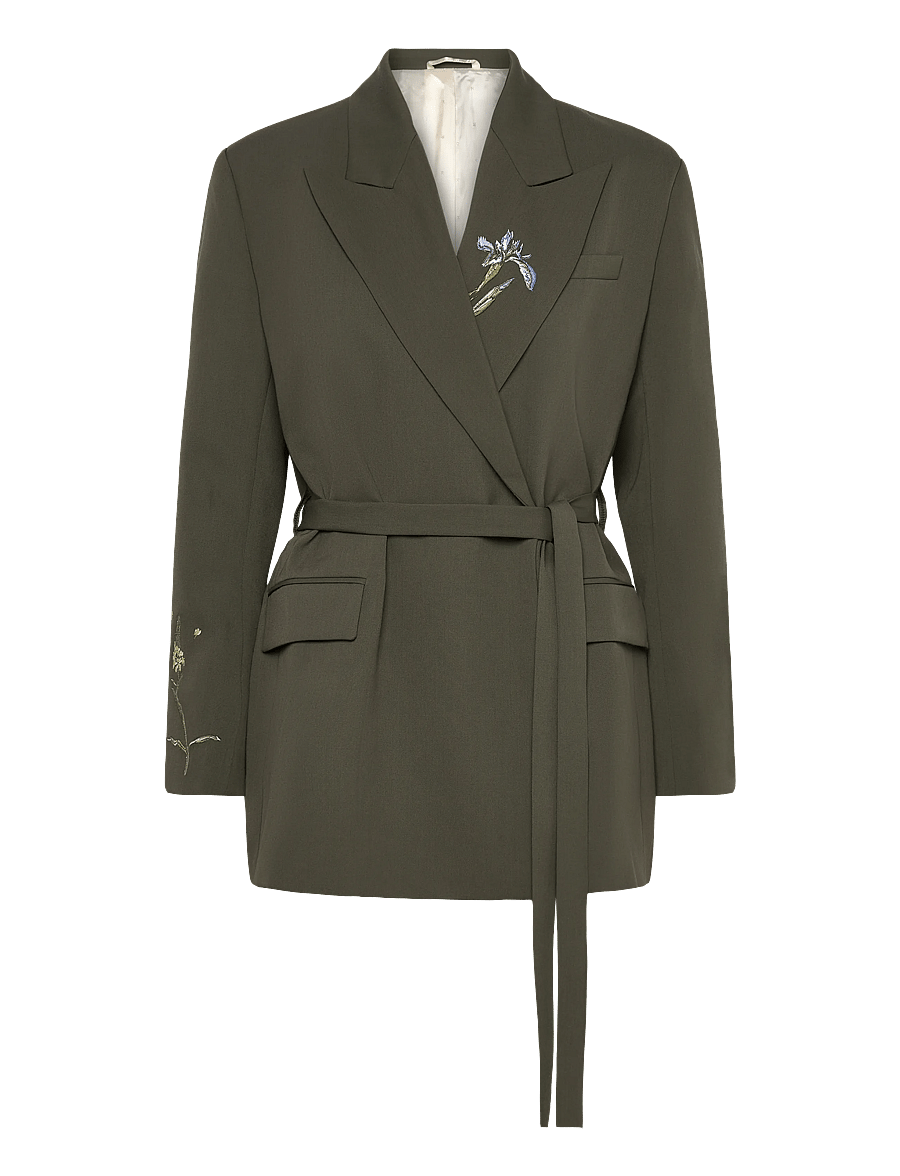 RODEBJER - Rodebjer Stand Embroidery - blazer mit gürtel - dark moss - 0
