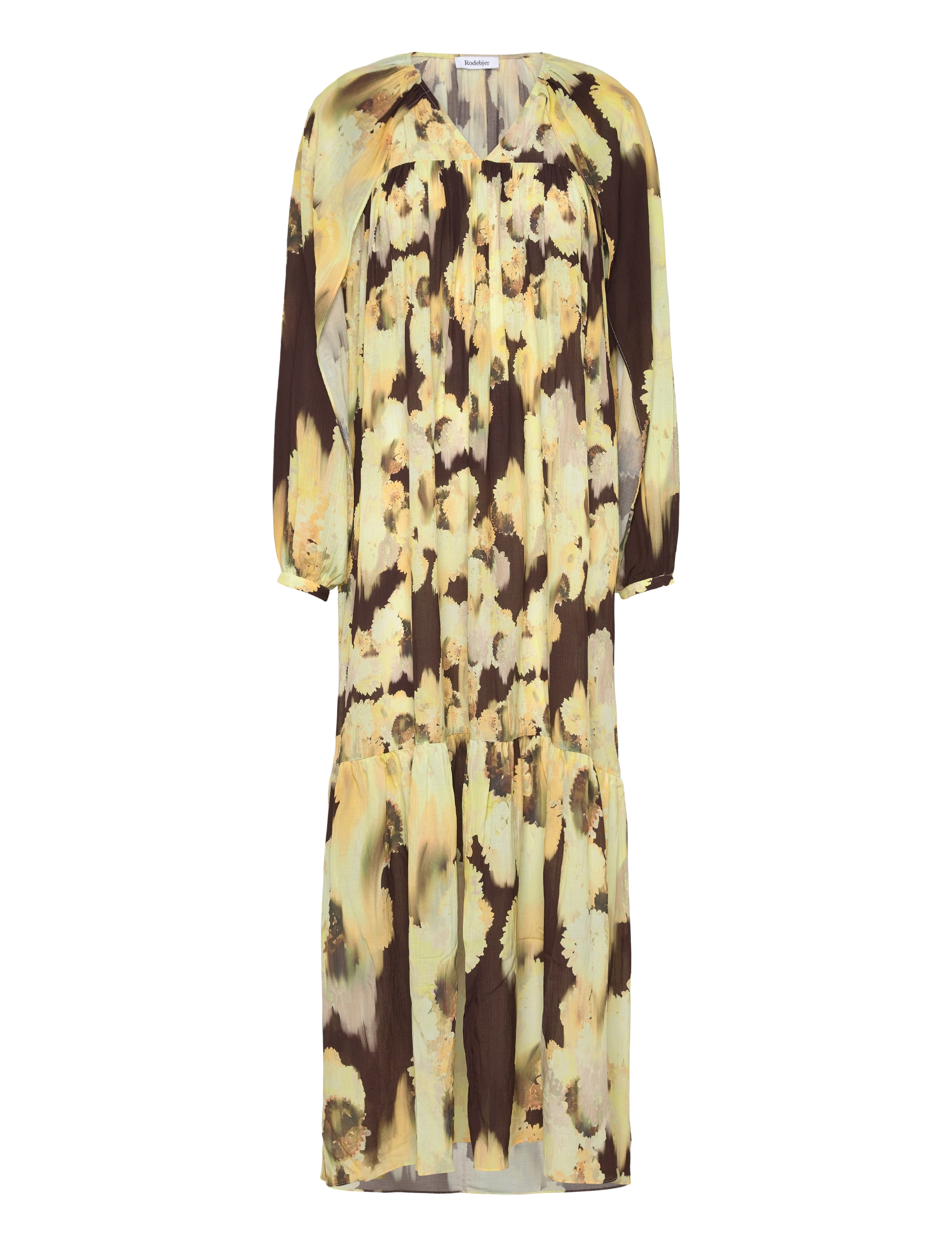 RODEBJER Iris Blurry Silk, M, Designer, Gelb - Maxi Dress, Frauen