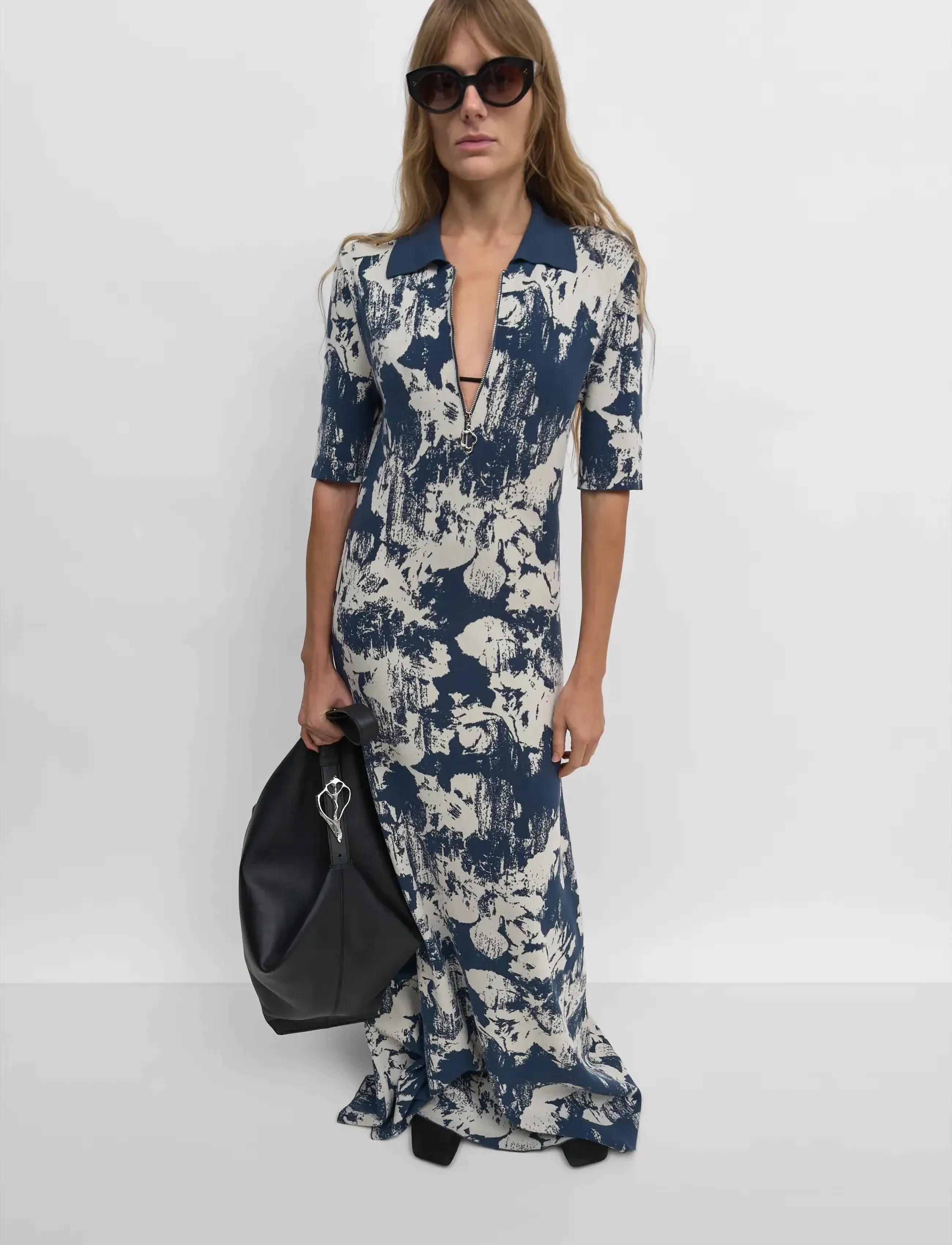 RODEBJER Rodebjer Clover Denim Flower, M, Navy, Designere > Maxi Dress, Dame
