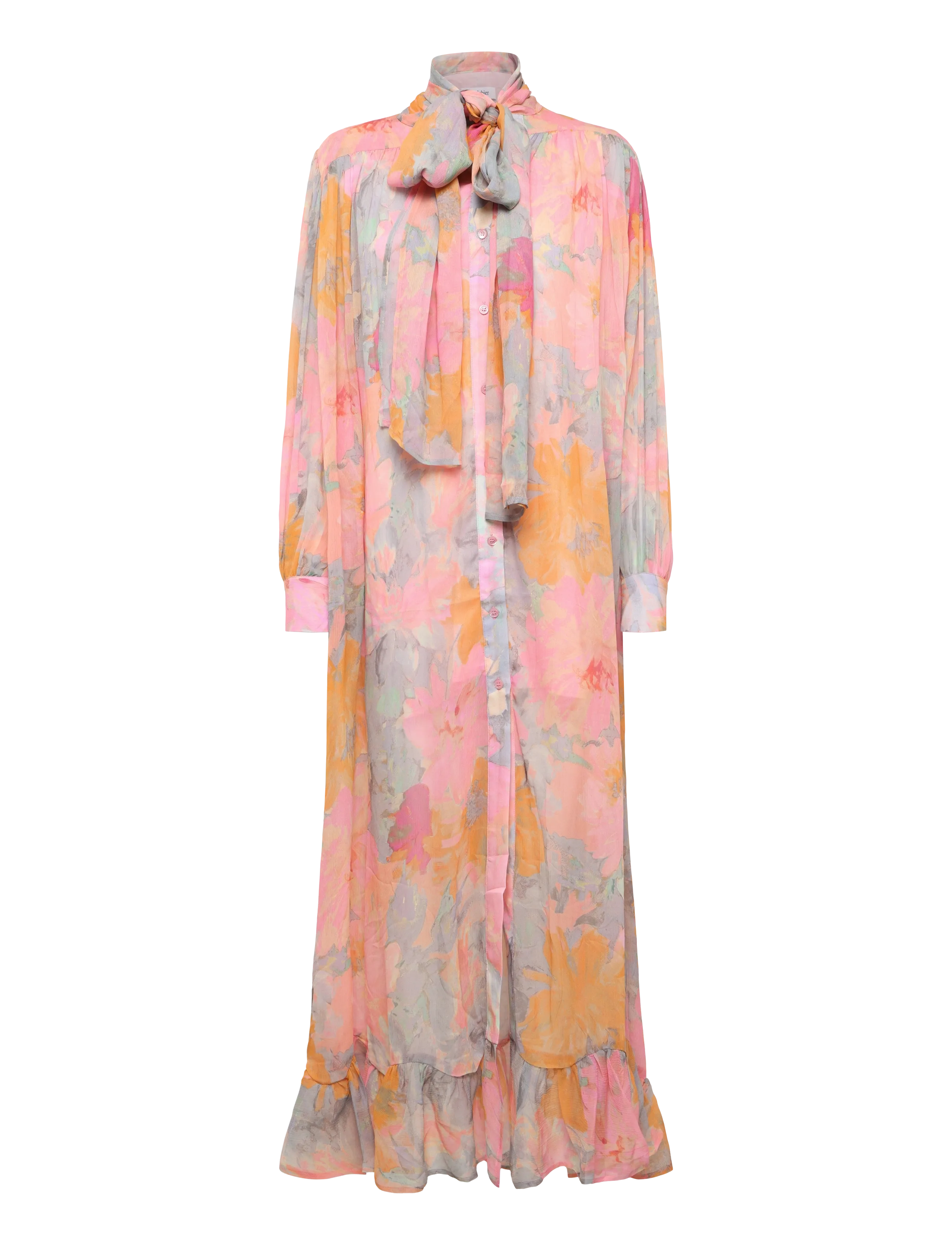 RODEBJER Rodebjer Nayomi Floral Chiffon - Kläder - PAINT PINK/SAFFRON / pink/rose