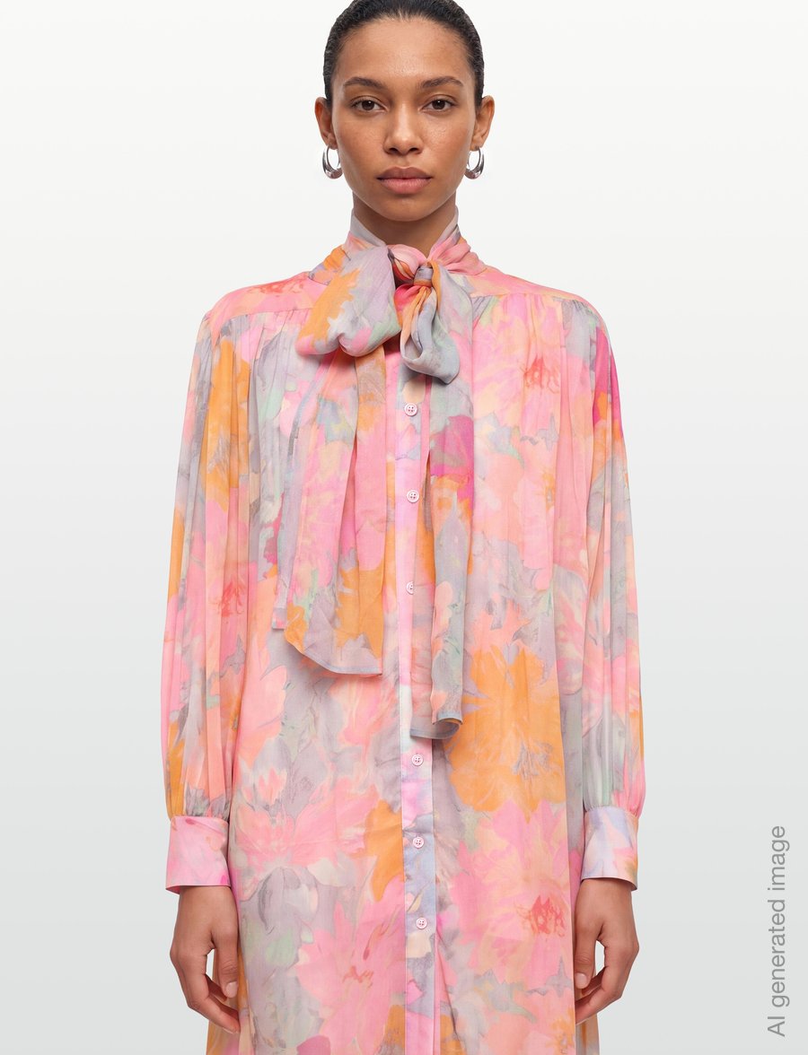 RODEBJER - Rodebjer Nayomi Floral Chiffon - sommerkleider - paint pink/saffron - 3