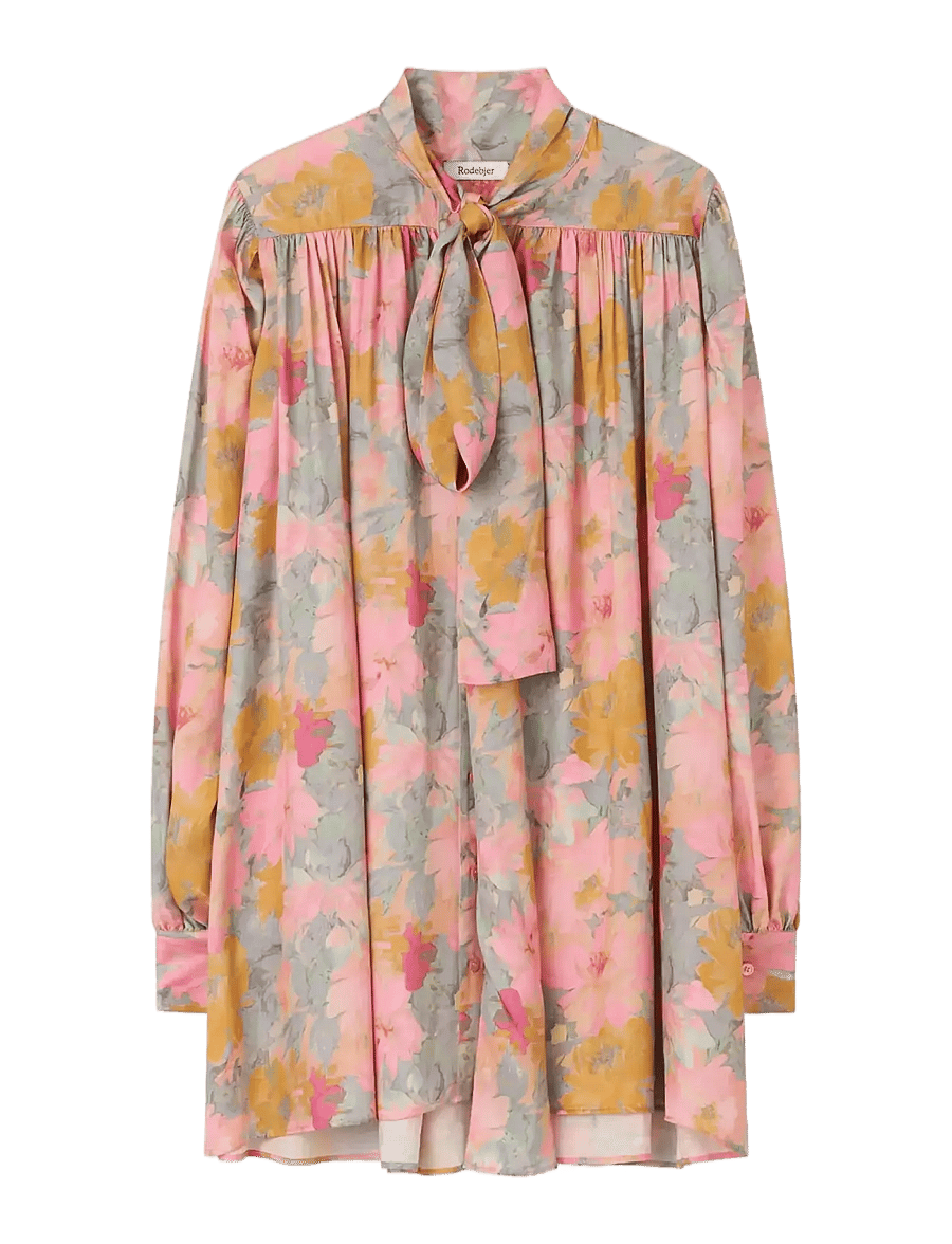 RODEBJER - Rodebjer Nayou Floral Shine - long sleeved blouses - paint pink/saffron - 1