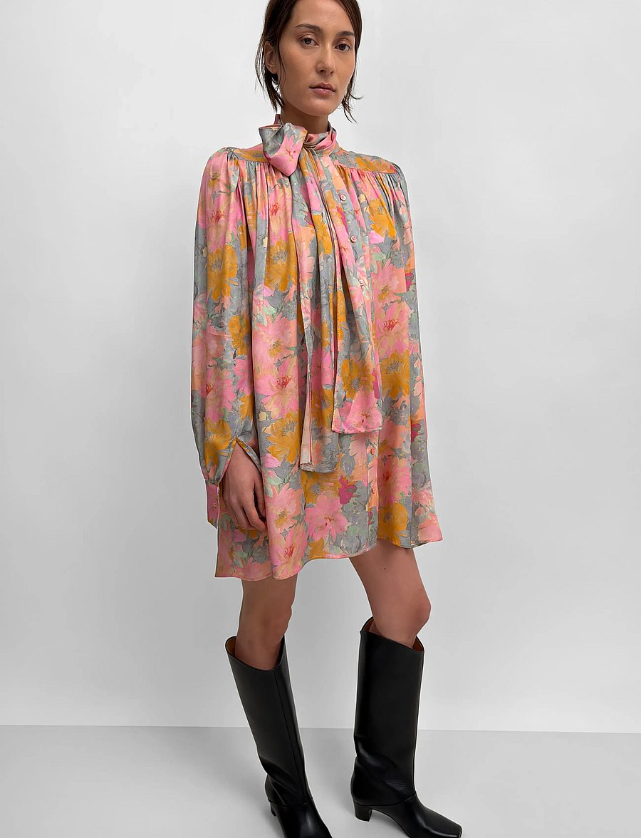 RODEBJER - Rodebjer Nayou Floral Shine - long sleeved blouses - paint pink/saffron - 2