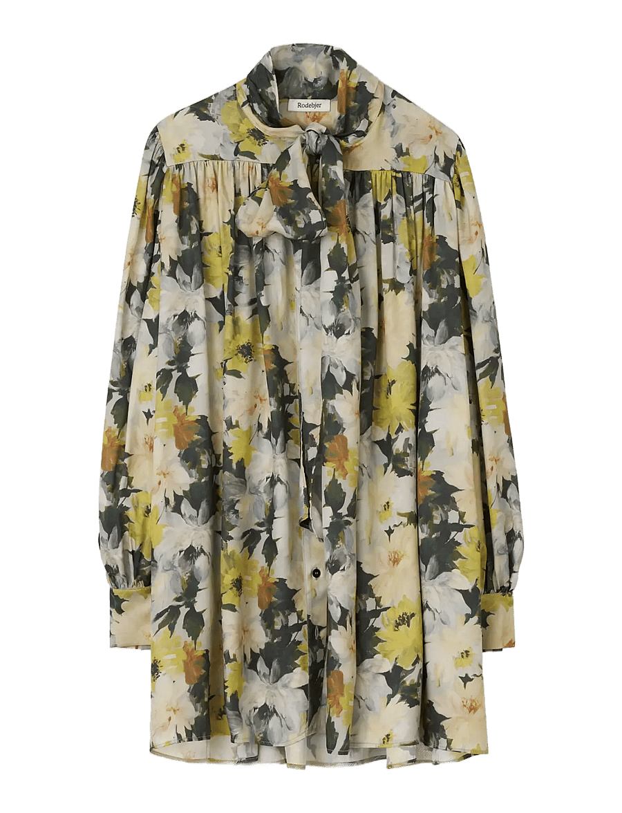 RODEBJER - Rodebjer Nayou Floral Shine - long sleeved blouses - yellow/black - 0