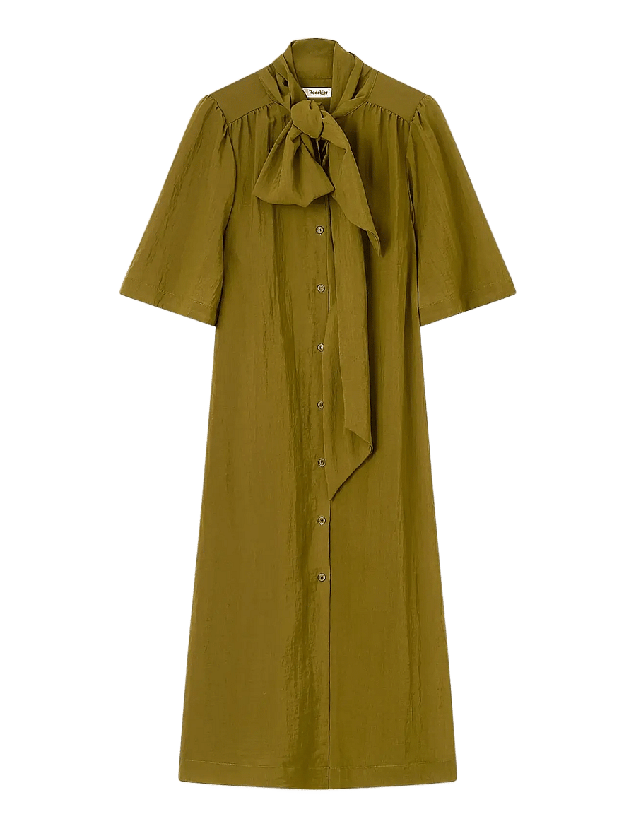 RODEBJER - Rodebjer Adela Airy Solid - midikleider - mud green - 1