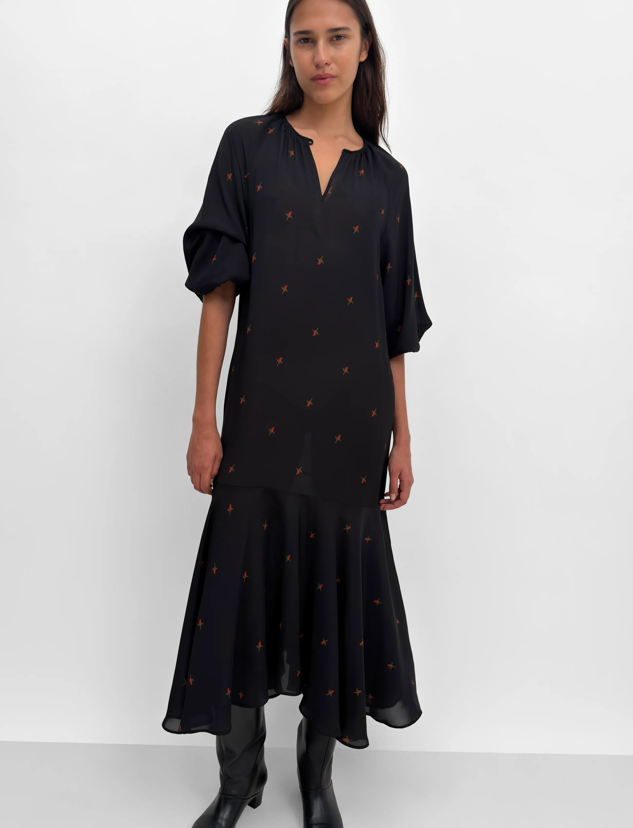 RODEBJER Rodebjer Wyn Budding Rose - Maksikleidid - RETRO RED/BLACK / black