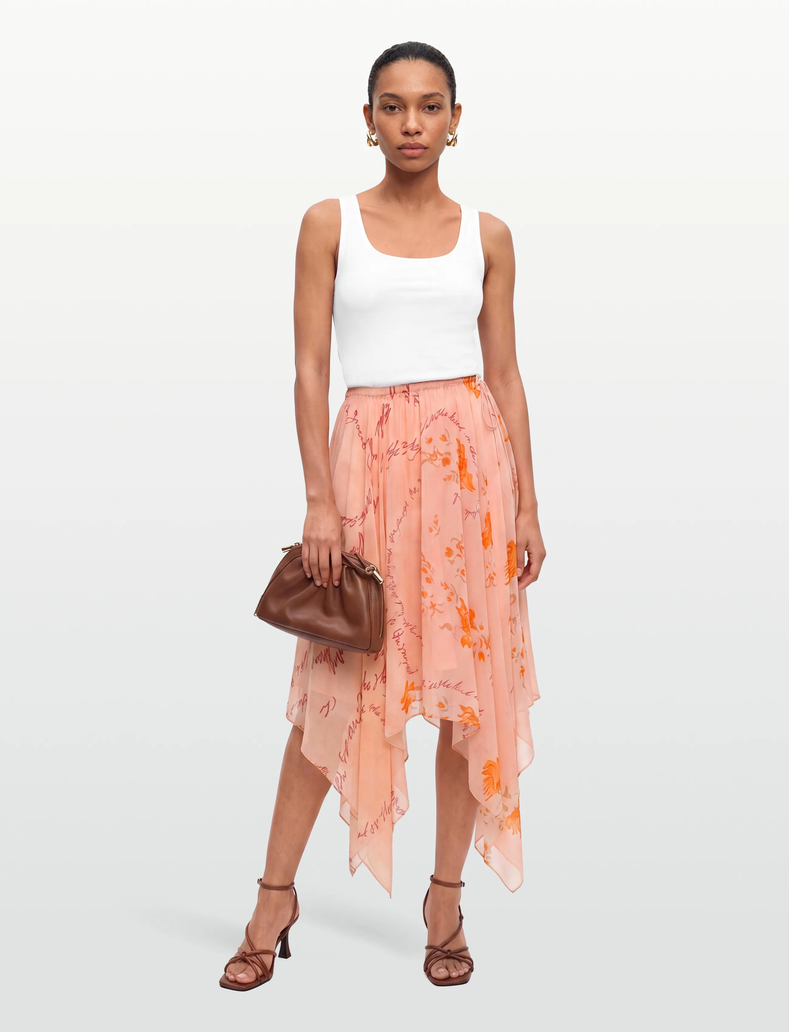 RODEBJER RODEBJER BLANCA FLORAL TEXT - Nederdele - FLORAL TEXT APRICOT / pink/rose