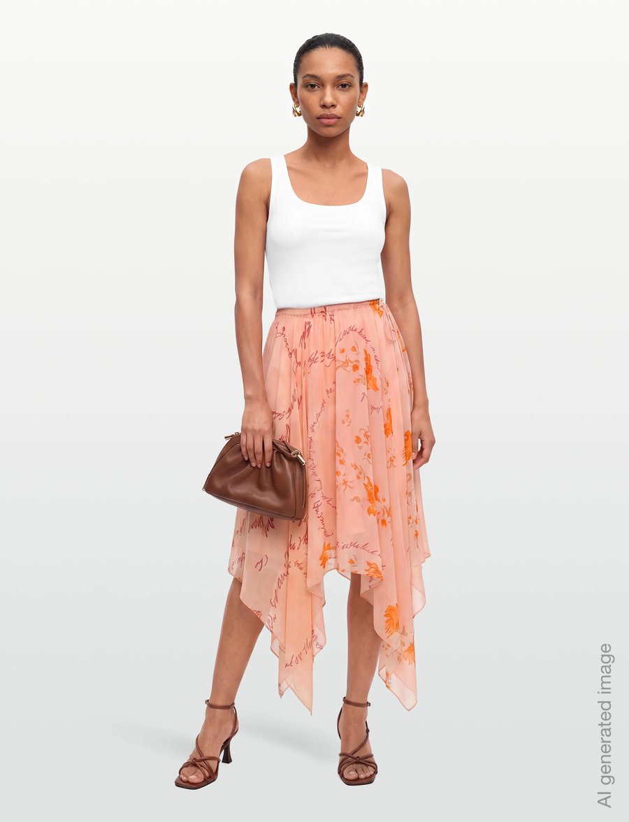 RODEBJER - RODEBJER BLANCA FLORAL TEXT - midi nederdele - floral text apricot - 0