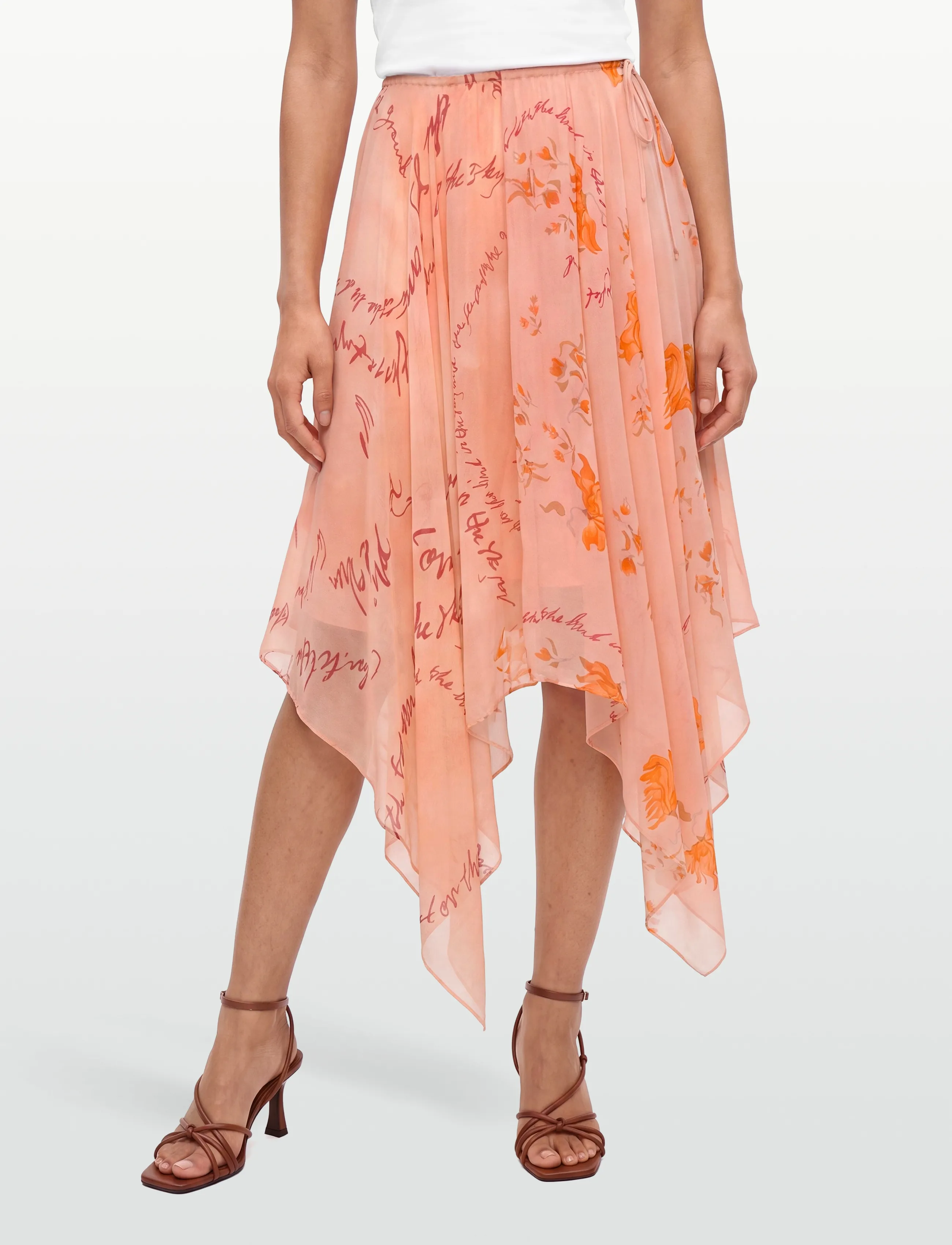 RODEBJER - RODEBJER BLANCA FLORAL TEXT - midi nederdele - floral text apricot - 3