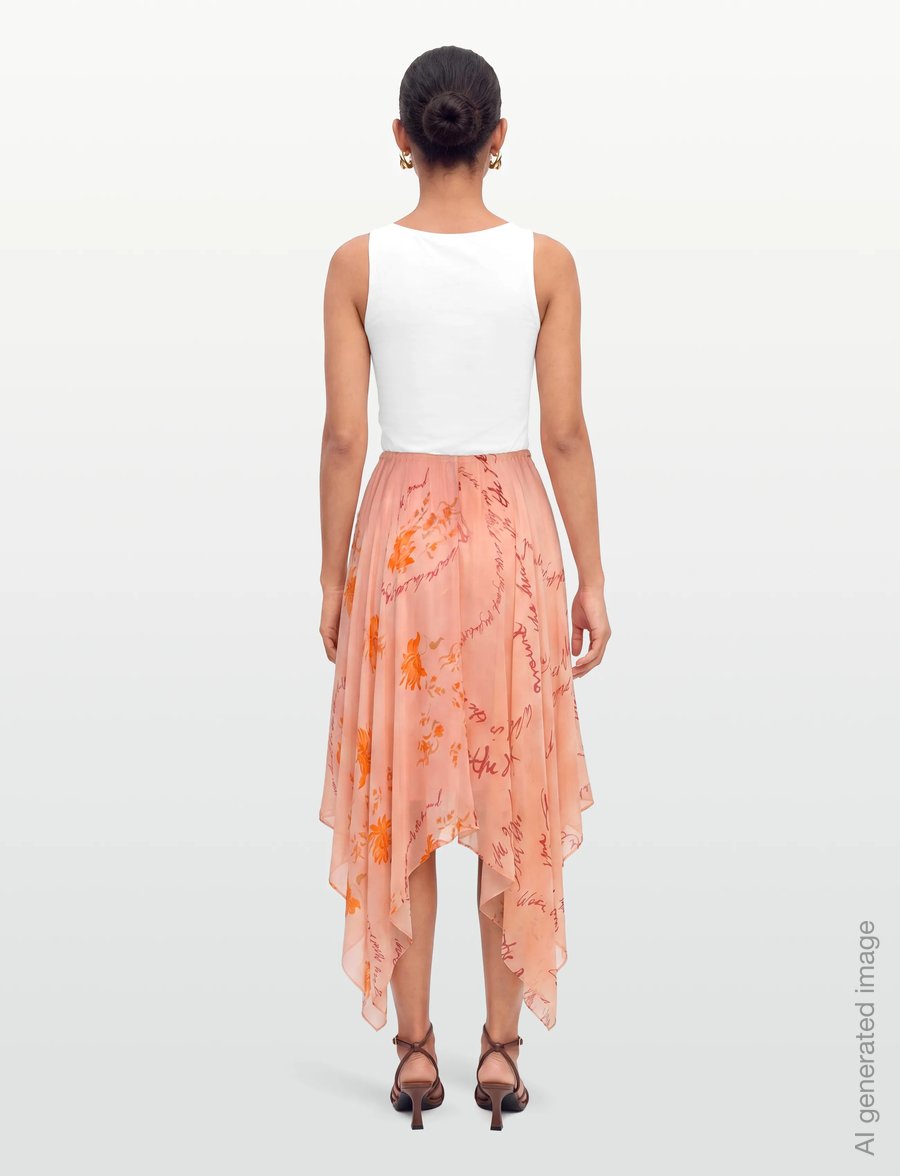 RODEBJER - RODEBJER BLANCA FLORAL TEXT - midi nederdele - floral text apricot - 4