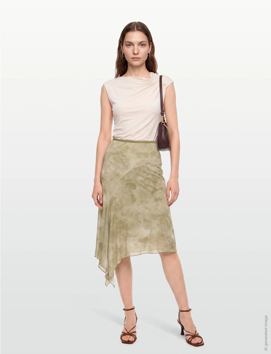 RODEBJER - RODEBJER RIMINI CLOUDS - midi-röcke - sage green - 0