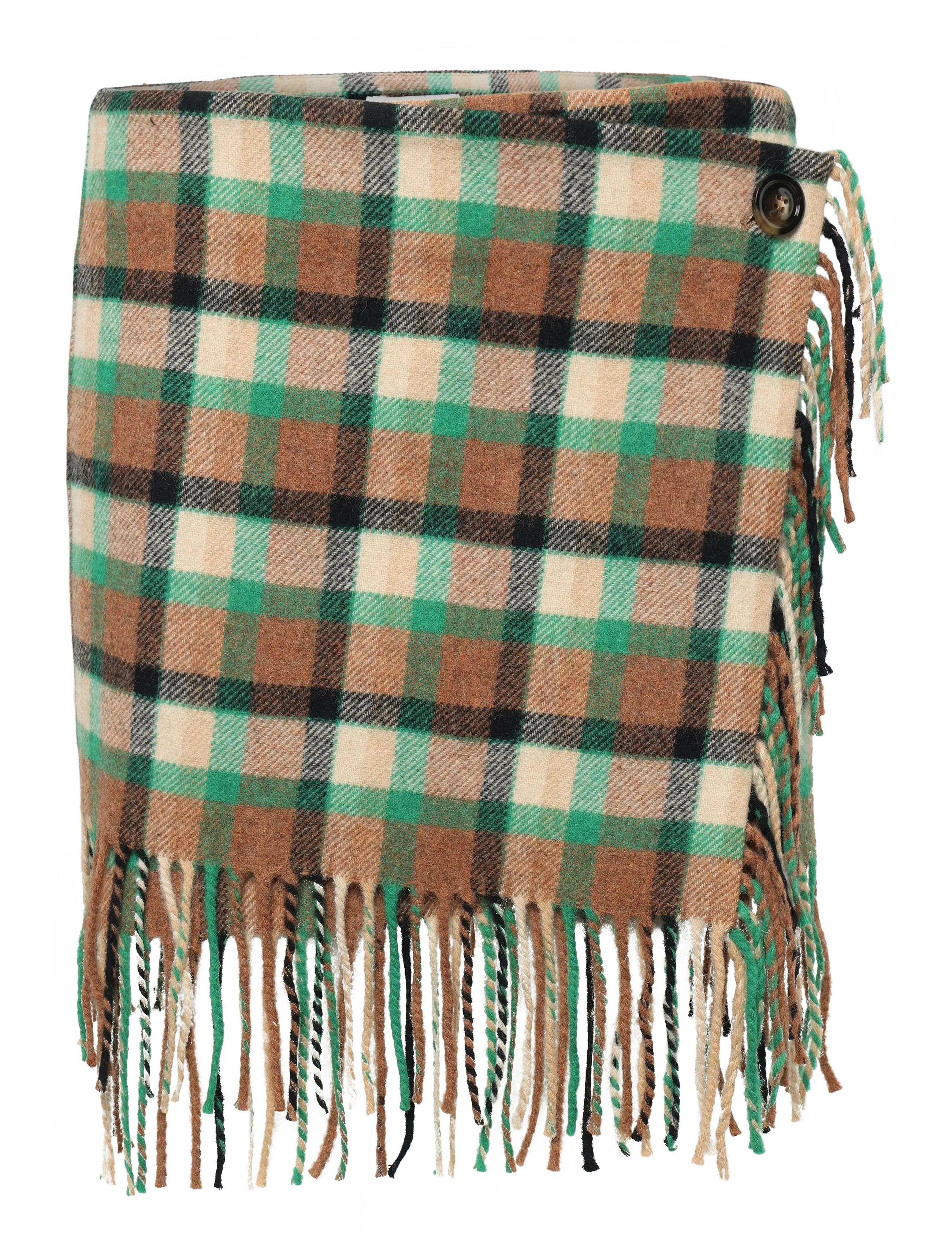 RODEBJER Rodebjer Aera Check Fringe - Scandinavian fashion - NUTTY/LEAF GREEN / brown