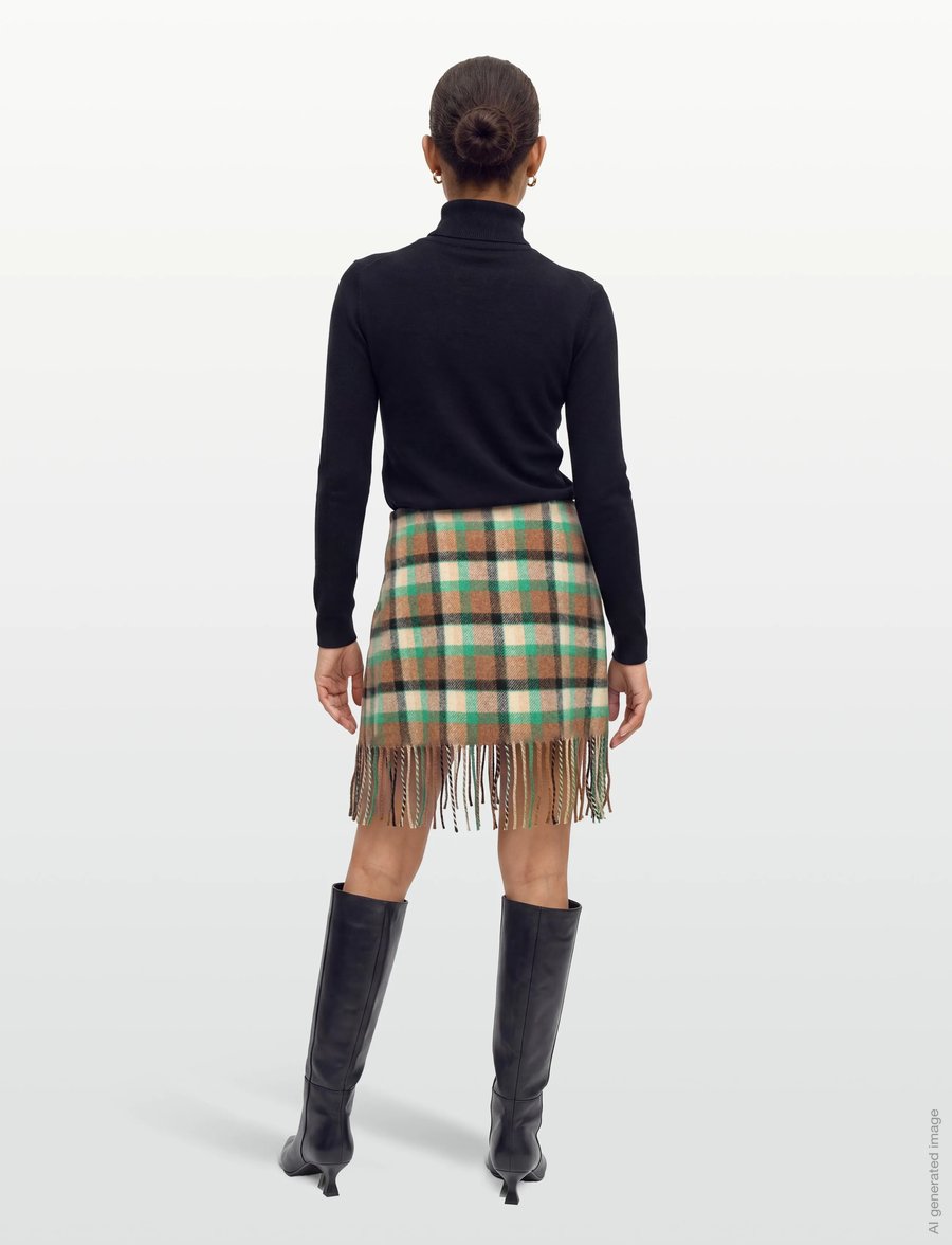 RODEBJER - Rodebjer Aera Check Fringe - hõlmikseelikud - nutty/leaf green - 4